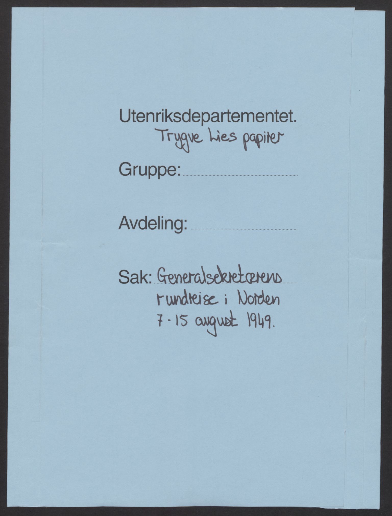 Lie, Trygve, AV/RA-PA-1407/D/L0026: Generalsekretærens papirer., 1949, p. 1