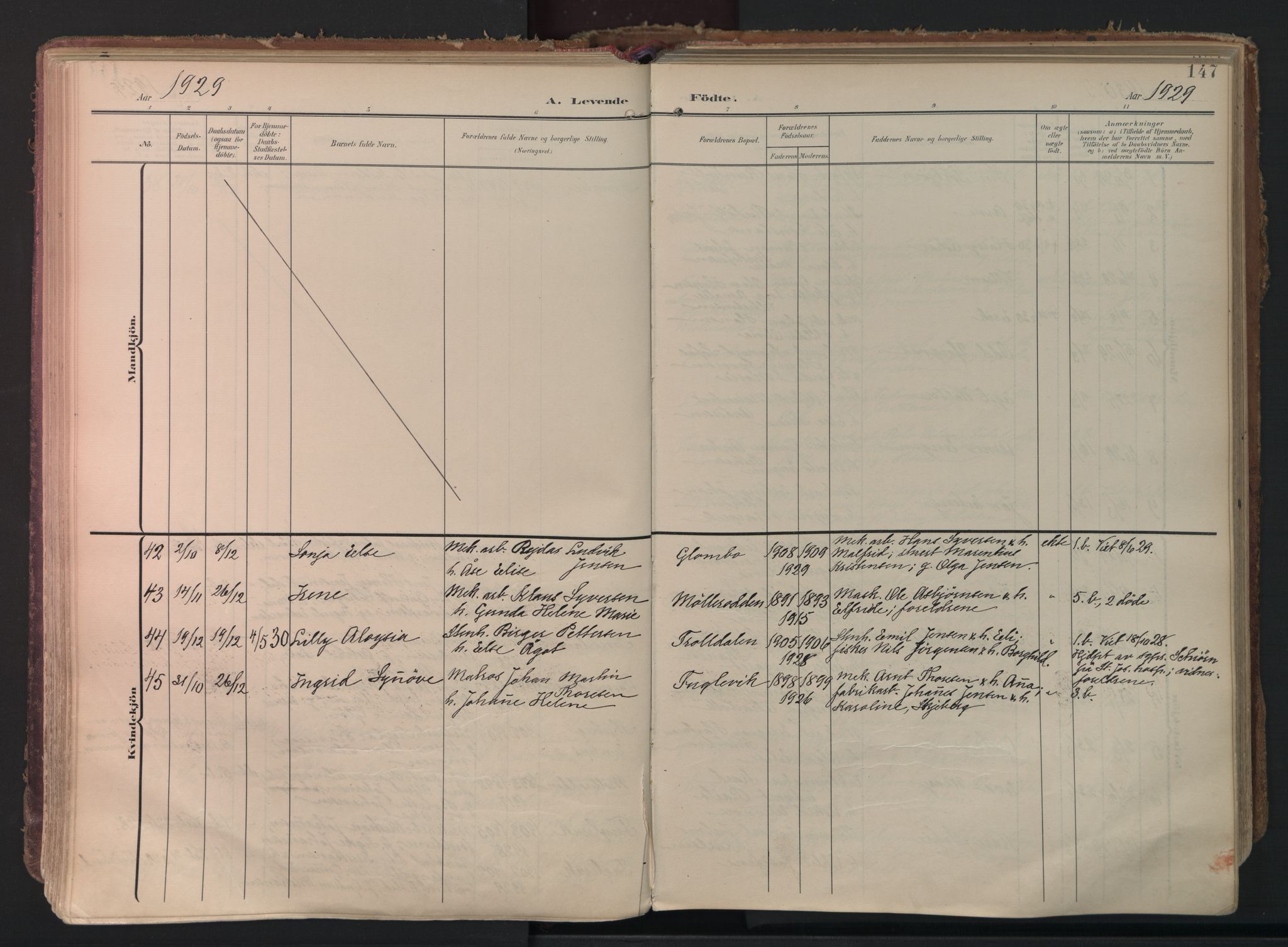 Kråkerøy prestekontor Kirkebøker, AV/SAO-A-10912/F/Fa/L0003: Parish register (official) no. 3, 1908-1937, p. 147