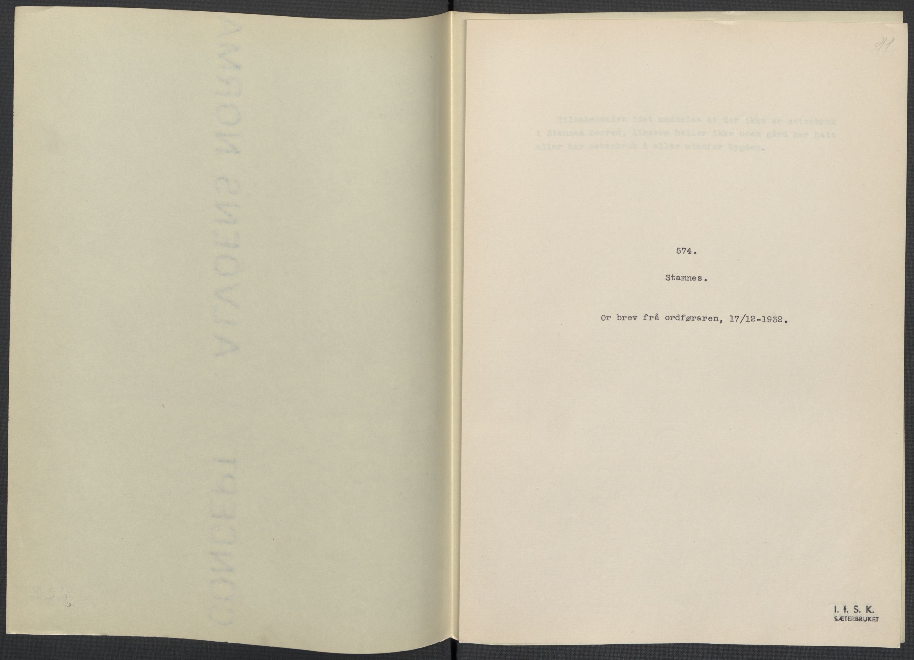 Instituttet for sammenlignende kulturforskning, AV/RA-PA-0424/F/Fc/L0016/0001: Eske B16: / Nordland (perm XLVI), 1932-1938, p. 41