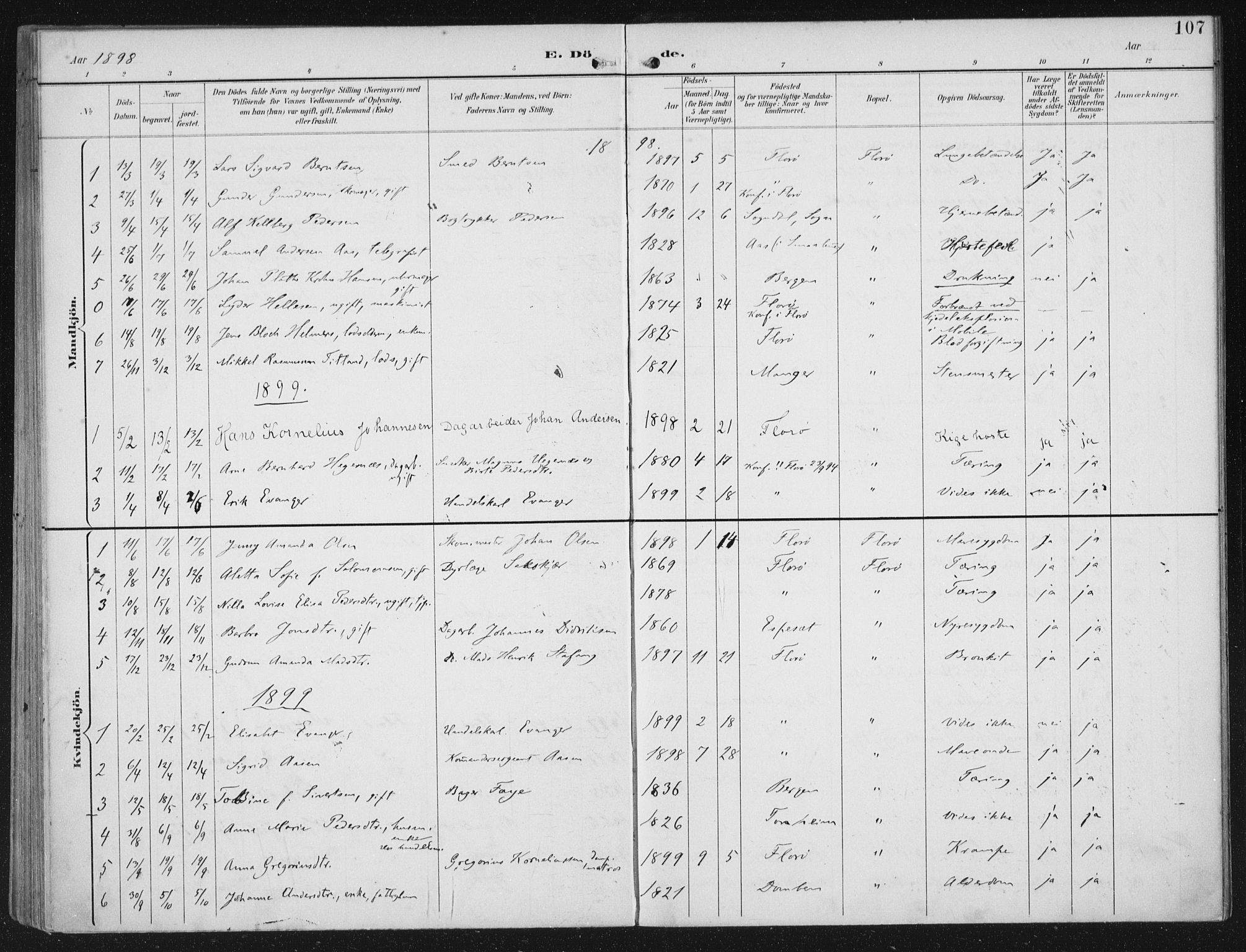 Kinn sokneprestembete, AV/SAB-A-80801/H/Haa/Haac/L0002: Parish register (official) no. C 2, 1895-1916, p. 107