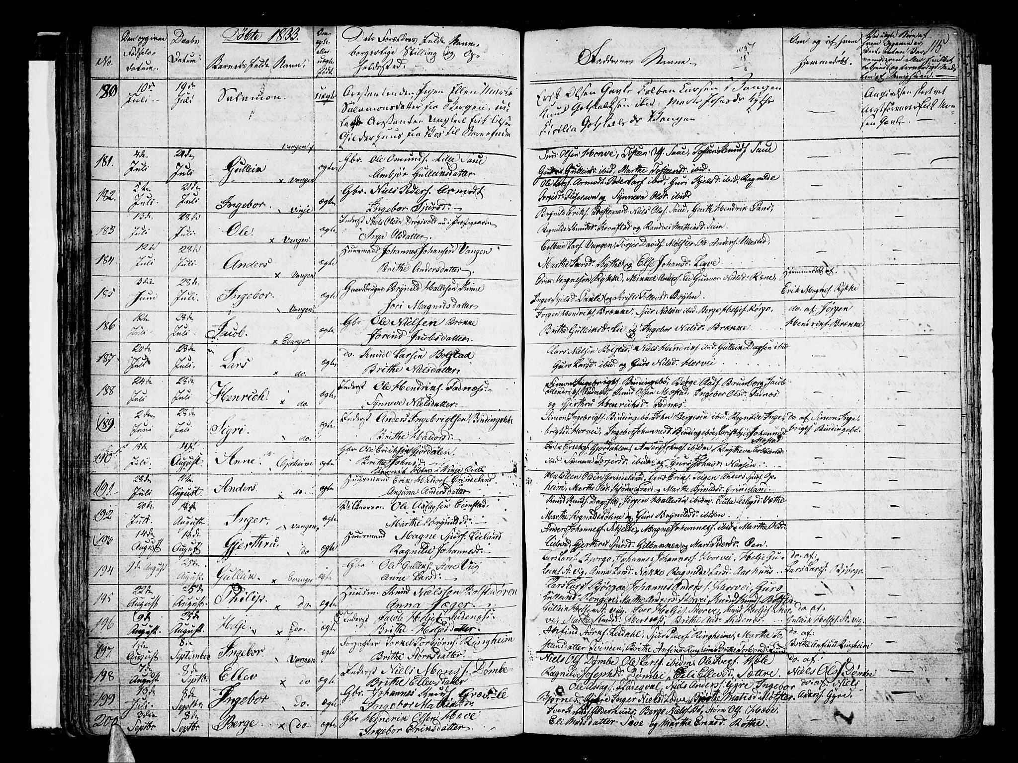 Voss sokneprestembete, SAB/A-79001/H/Haa: Parish register (official) no. A 12, 1823-1837, p. 115