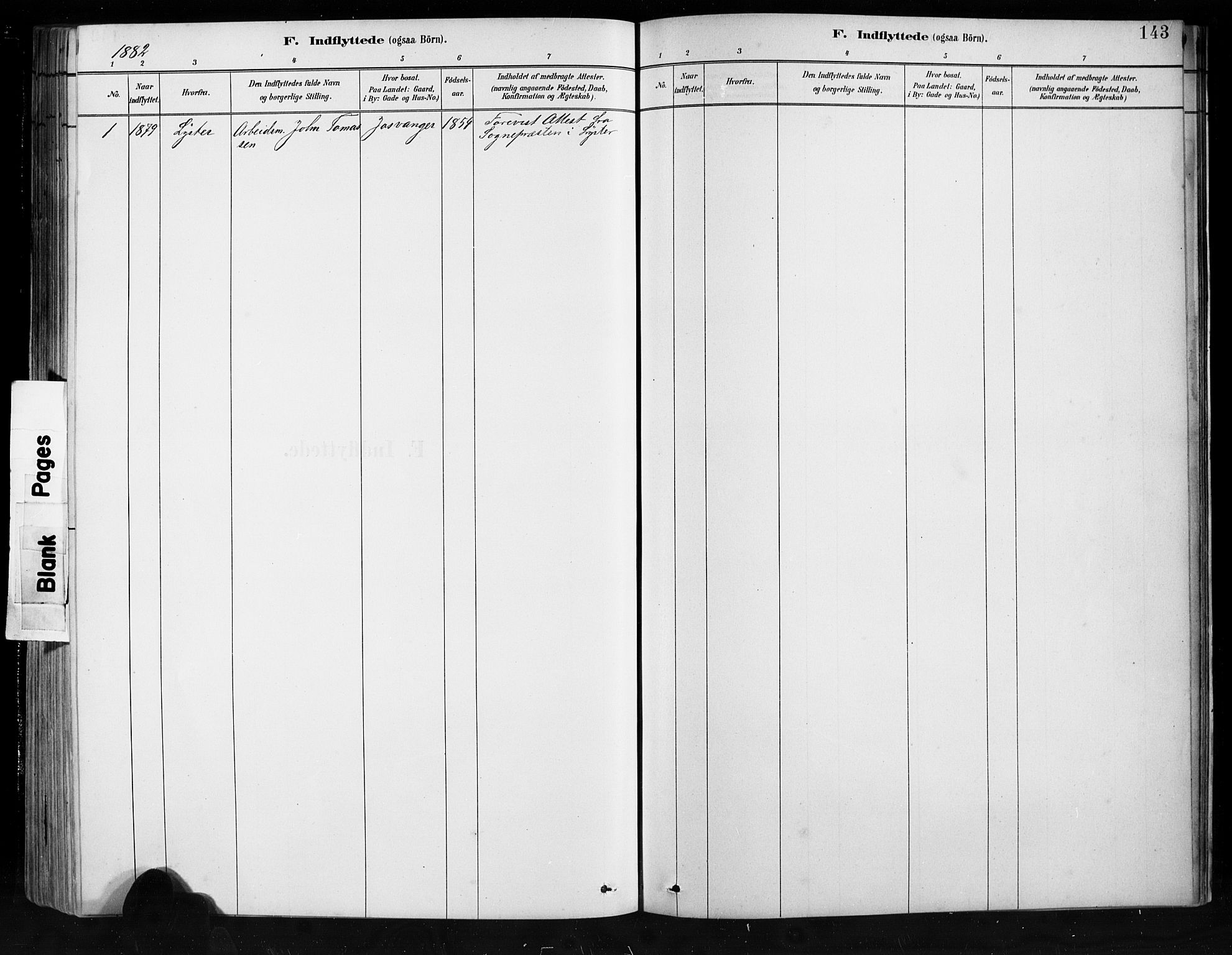 Jostedal sokneprestembete, SAB/A-80601/H/Hab/Habb/L0001: Parish register (copy) no. B 1, 1882-1921, p. 143