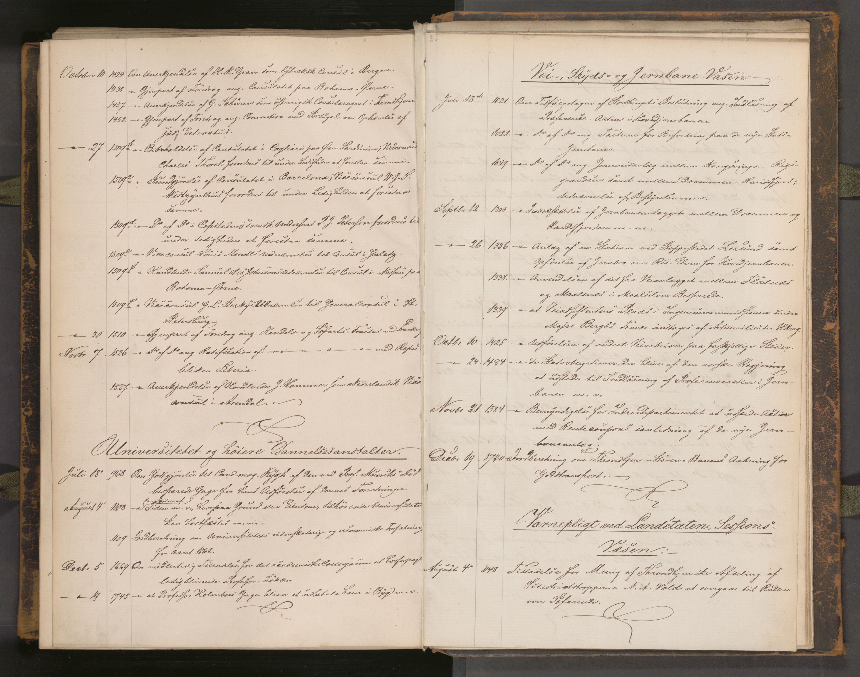 Statsrådssekretariatet, AV/RA-S-1001/A/Ab/L0100: Kgl. res. nr. 966b-1751, 2. halvår, 1863