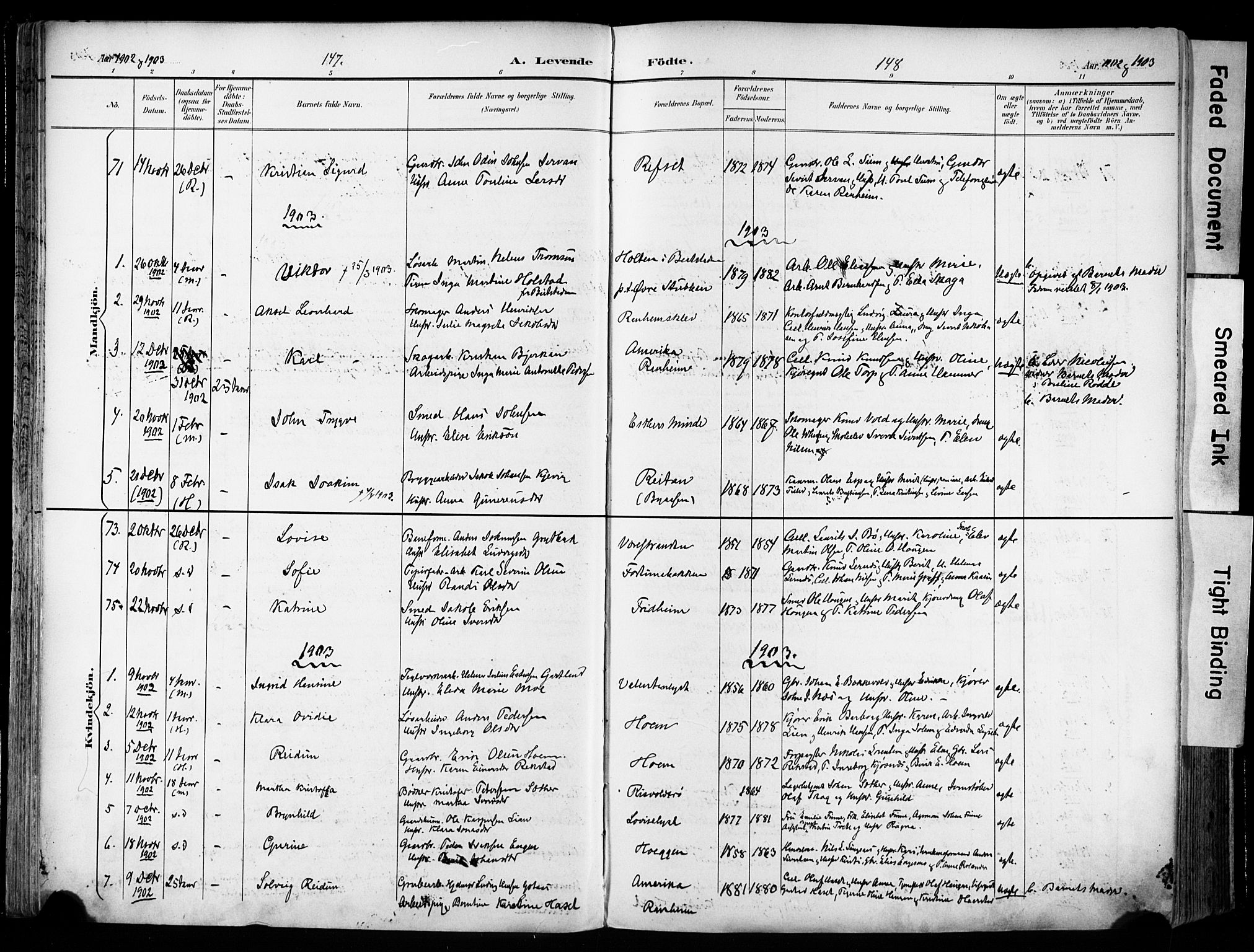 Ministerialprotokoller, klokkerbøker og fødselsregistre - Sør-Trøndelag, SAT/A-1456/606/L0301: Parish register (official) no. 606A16, 1894-1907, p. 147-148