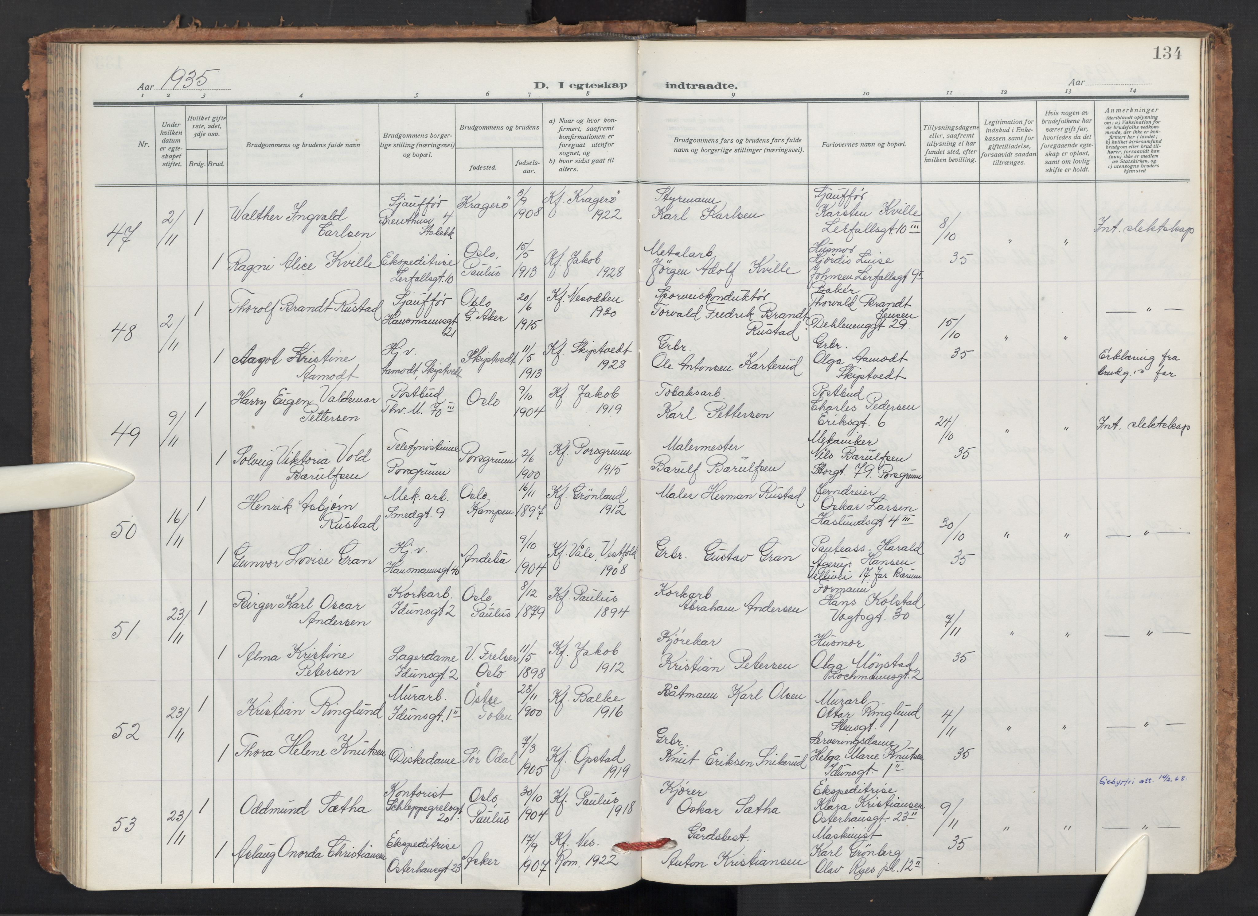 Jakob prestekontor Kirkebøker, AV/SAO-A-10850/F/Fa/L0018: Parish register (official) no. 18, 1923-1936, p. 134