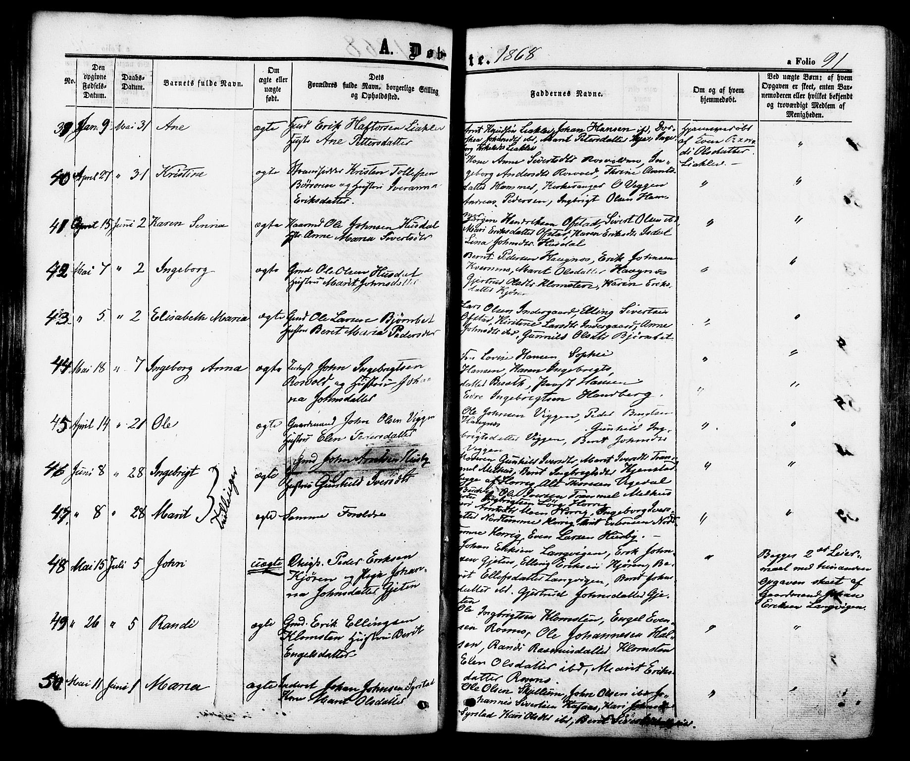 Ministerialprotokoller, klokkerbøker og fødselsregistre - Sør-Trøndelag, SAT/A-1456/665/L0772: Parish register (official) no. 665A07, 1856-1878, p. 91