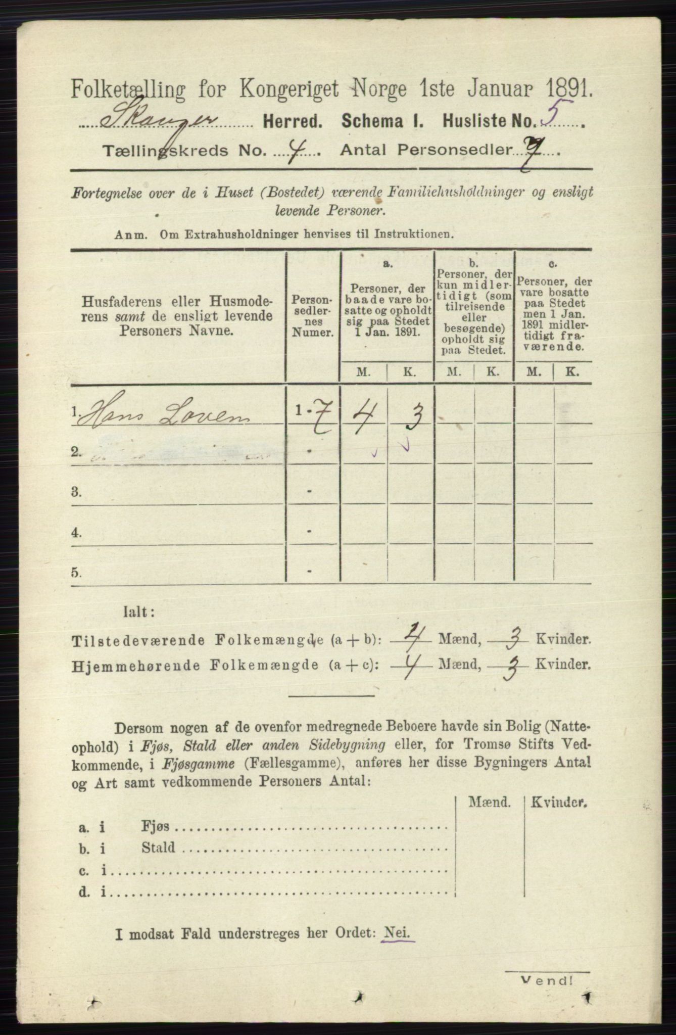 RA, 1891 census for 0712 Skoger, 1891, p. 2157