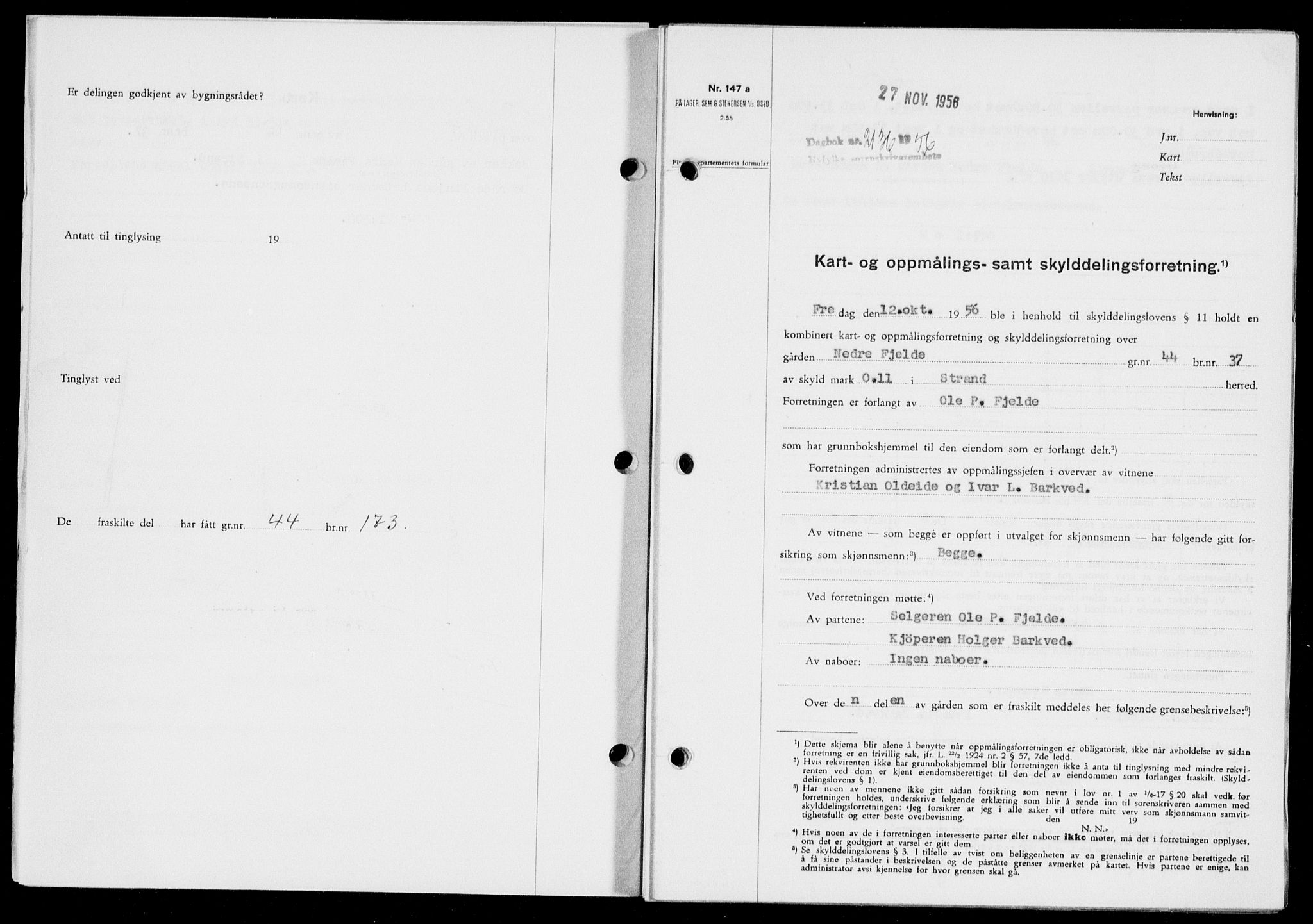 Ryfylke tingrett, SAST/A-100055/001/II/IIB/L0135: Mortgage book no. 114, 1956-1957, Diary no: : 2136/1956