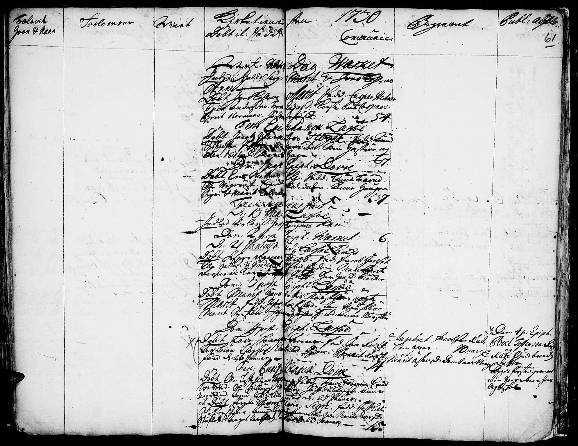 Lesja prestekontor, SAH/PREST-068/H/Ha/Haa/L0001: Parish register (official) no. 1, 1724-1731, p. 61