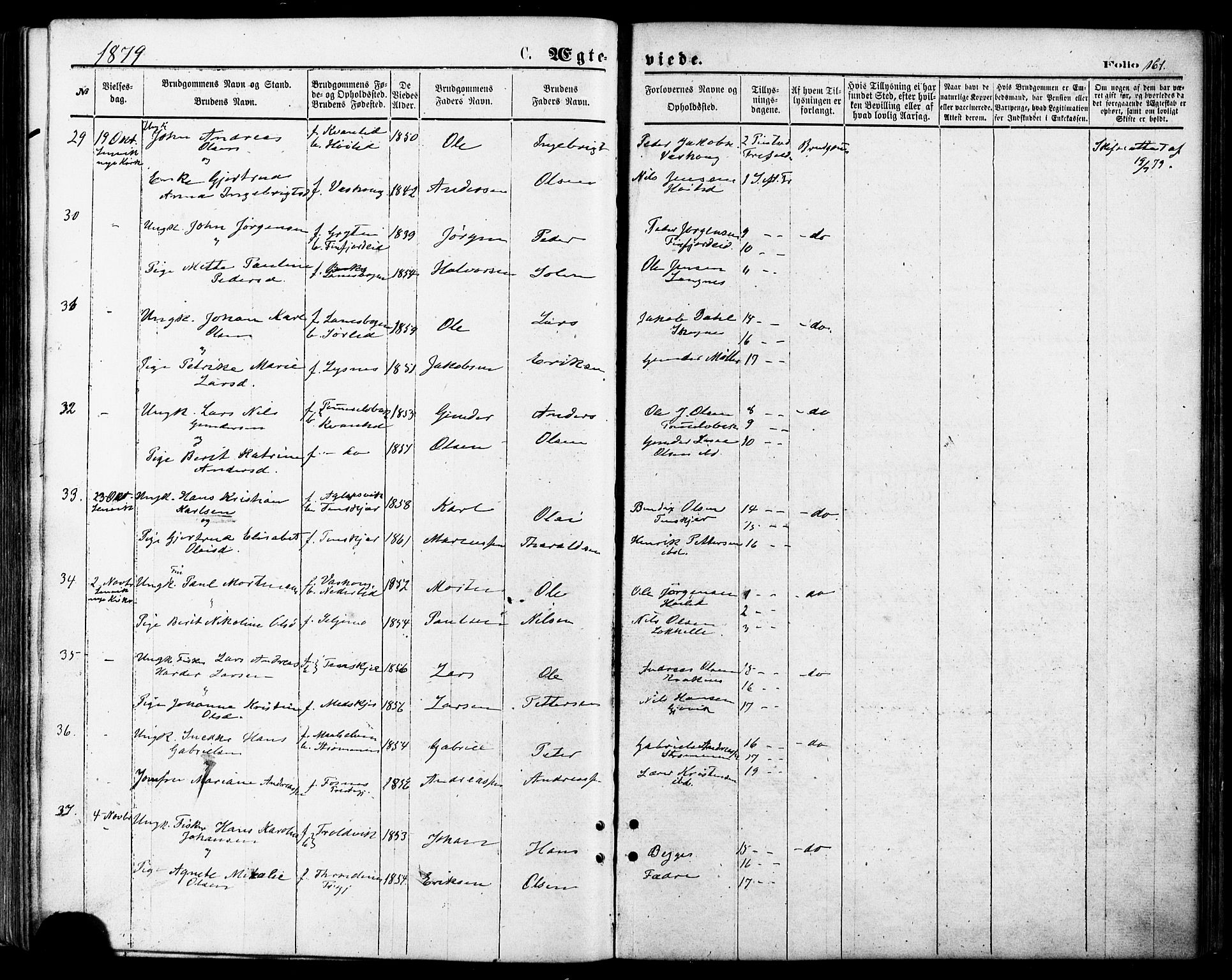 Lenvik sokneprestembete, SATØ/S-1310/H/Ha/Haa/L0010kirke: Parish register (official) no. 10, 1873-1880, p. 161
