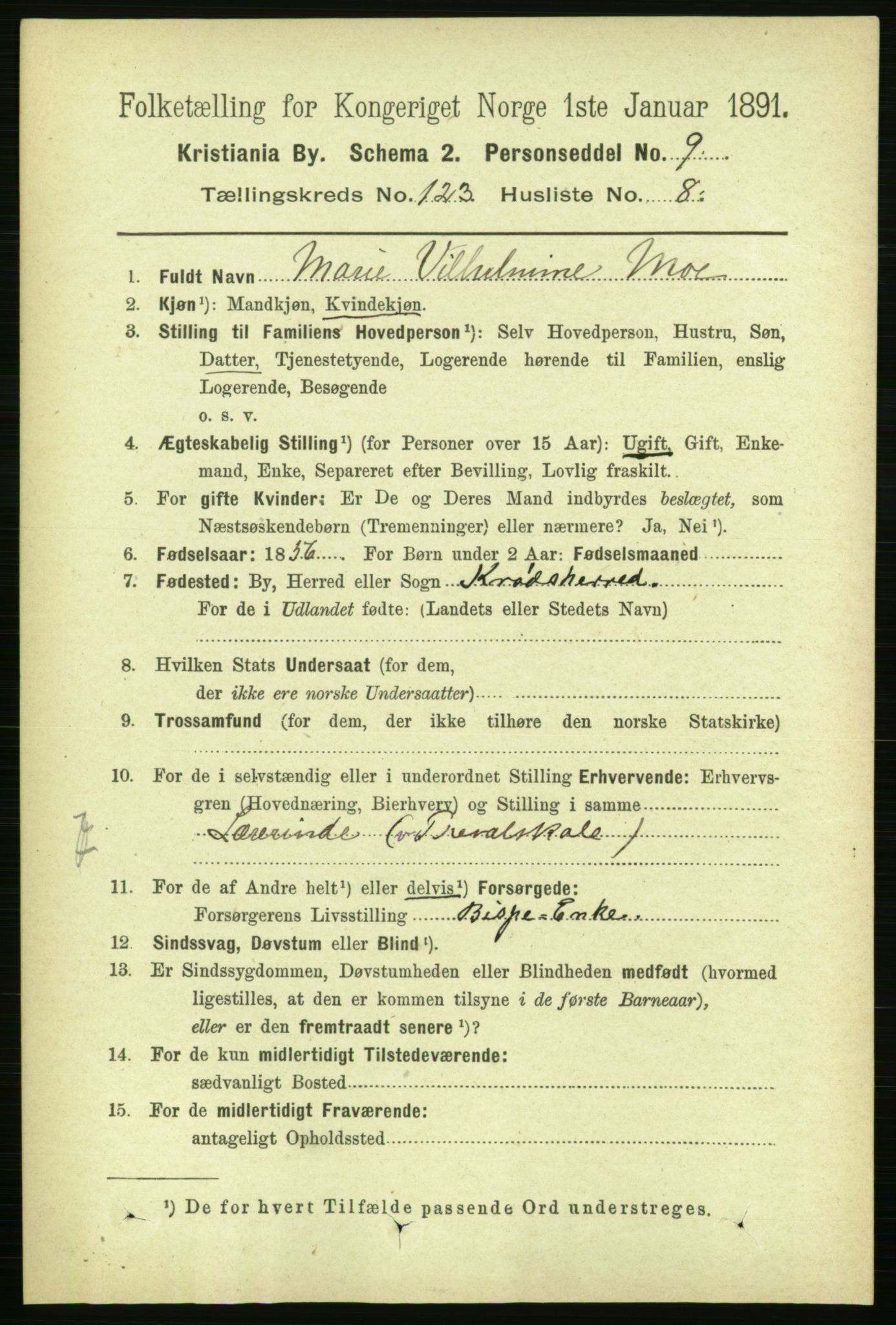 RA, 1891 census for 0301 Kristiania, 1891, p. 65195