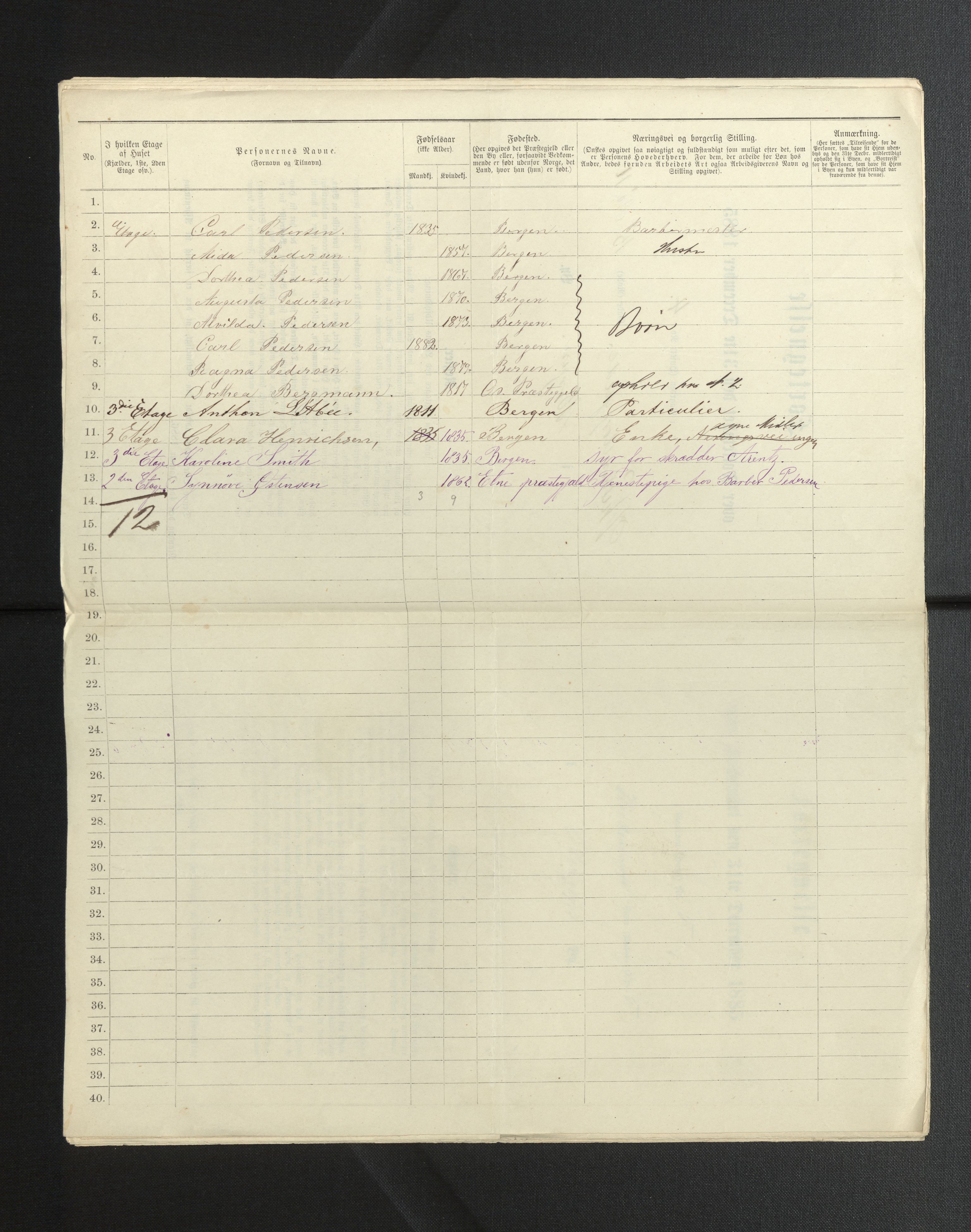 SAB, 1885 census for 1301 Bergen, 1885, p. 7966