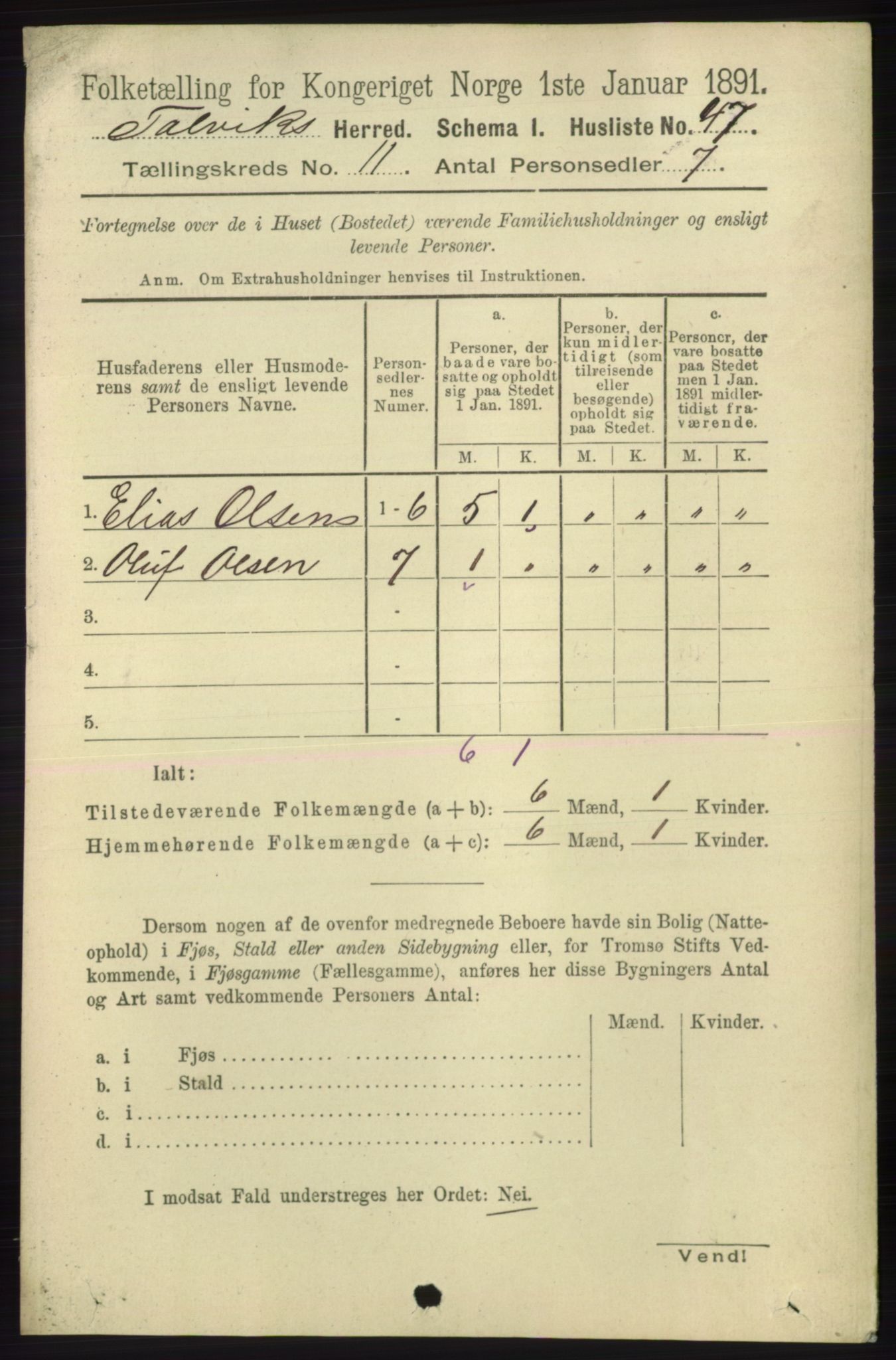 RA, 1891 census for 2013 Talvik, 1891, p. 2694