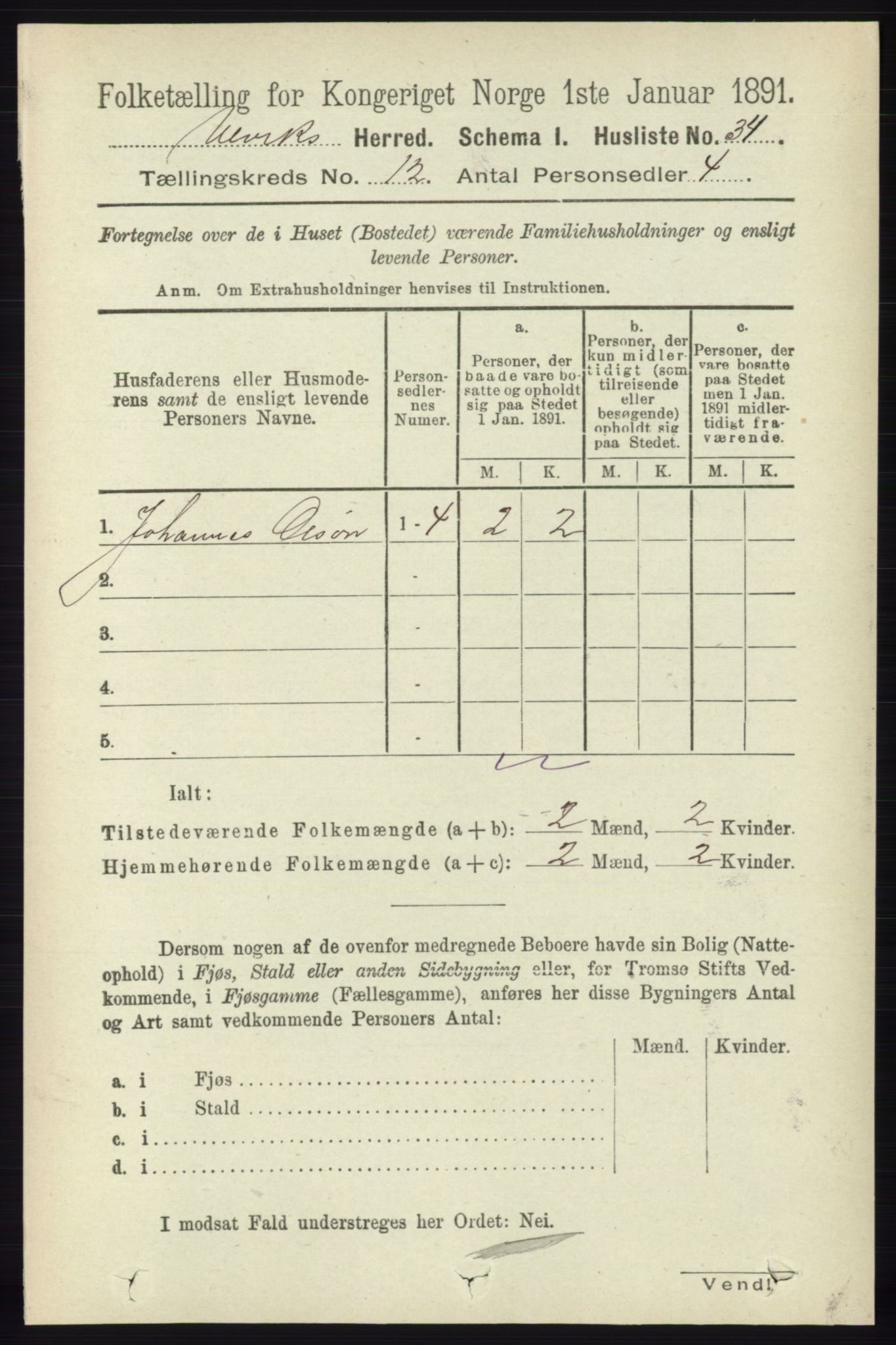 RA, 1891 census for 1233 Ulvik, 1891, p. 3636