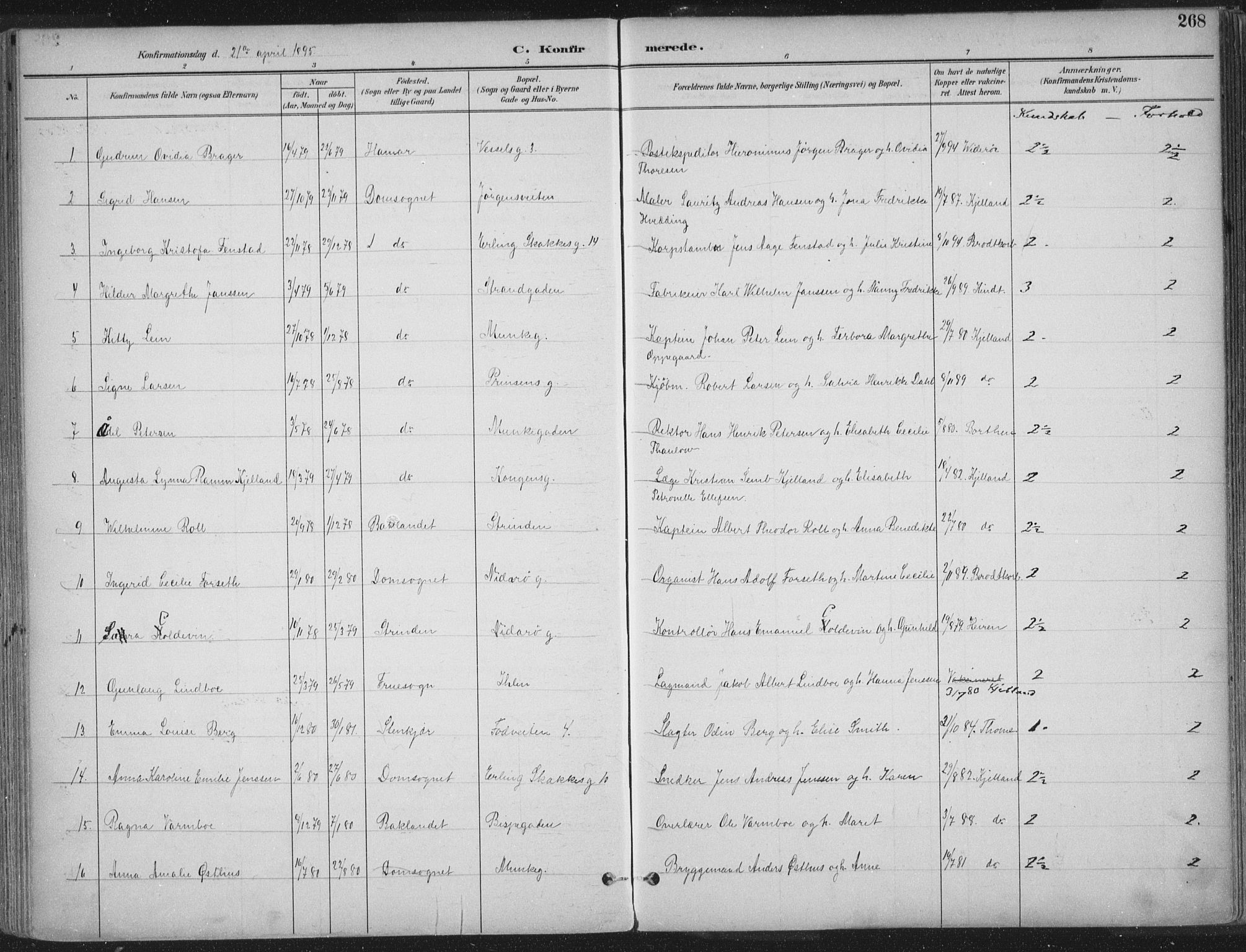Ministerialprotokoller, klokkerbøker og fødselsregistre - Sør-Trøndelag, SAT/A-1456/601/L0062: Parish register (official) no. 601A30, 1891-1911, p. 268