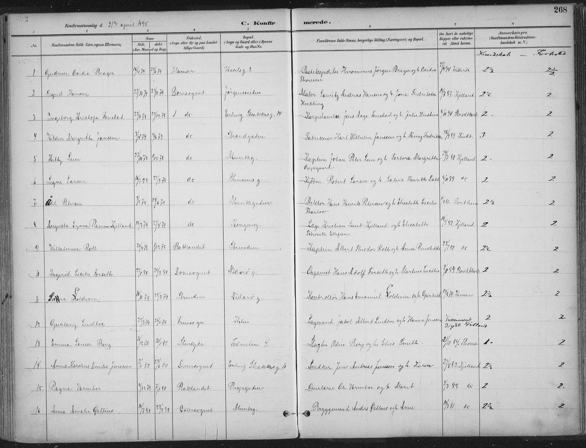 Ministerialprotokoller, klokkerbøker og fødselsregistre - Sør-Trøndelag, AV/SAT-A-1456/601/L0062: Parish register (official) no. 601A30, 1891-1911, p. 268