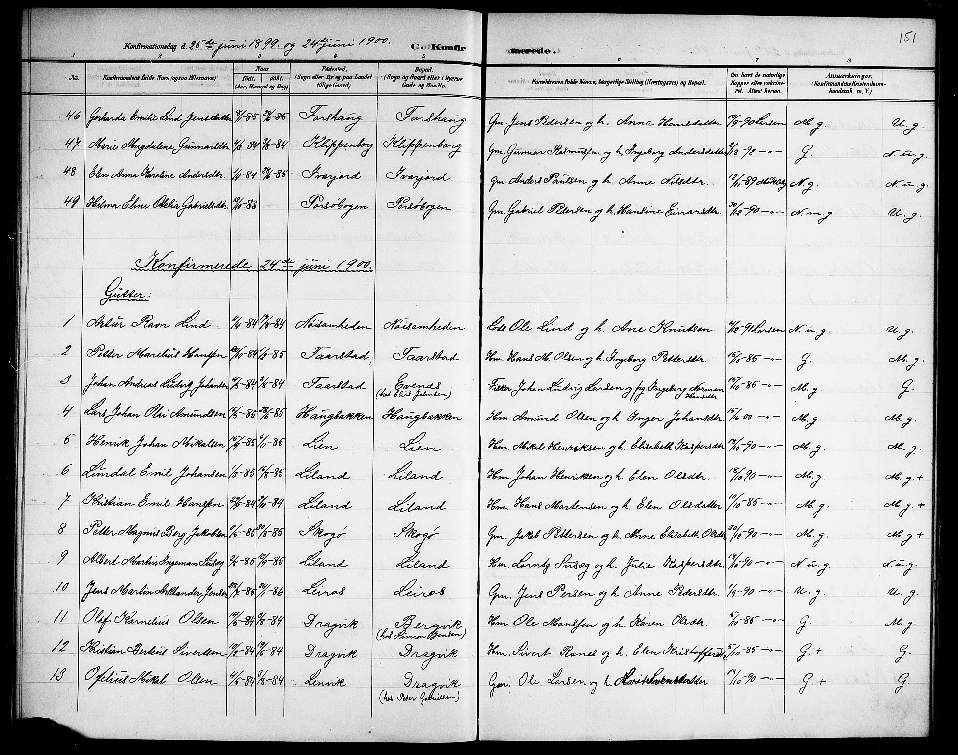 Ministerialprotokoller, klokkerbøker og fødselsregistre - Nordland, AV/SAT-A-1459/863/L0915: Parish register (copy) no. 863C05, 1898-1907, p. 151