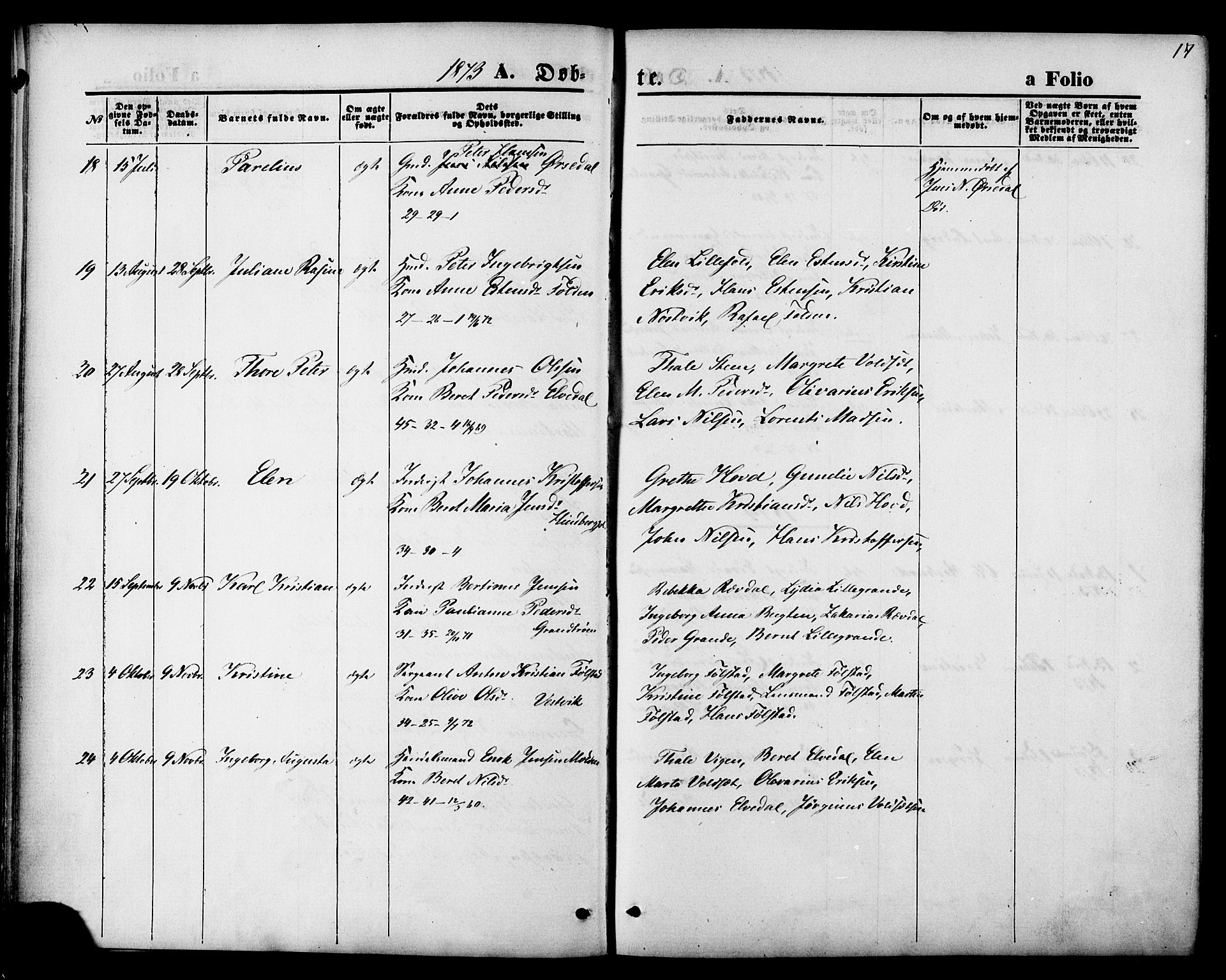 Ministerialprotokoller, klokkerbøker og fødselsregistre - Nord-Trøndelag, SAT/A-1458/744/L0419: Parish register (official) no. 744A03, 1867-1881, p. 17