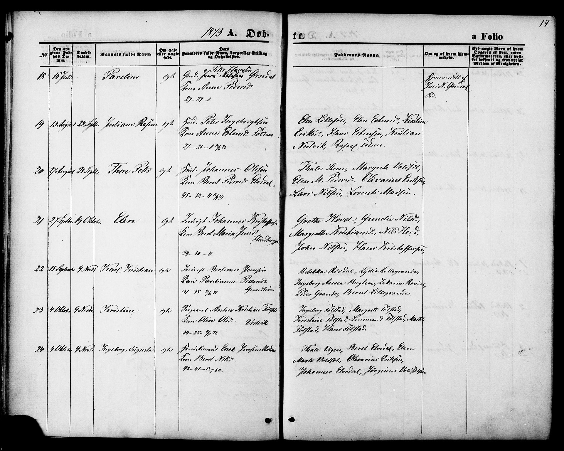 Ministerialprotokoller, klokkerbøker og fødselsregistre - Nord-Trøndelag, AV/SAT-A-1458/744/L0419: Parish register (official) no. 744A03, 1867-1881, p. 17