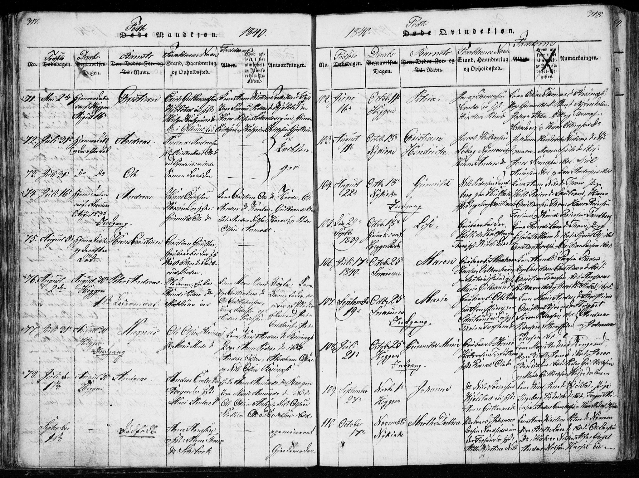 Modum kirkebøker, AV/SAKO-A-234/G/Ga/L0003: Parish register (copy) no. I 3, 1832-1842, p. 317-318