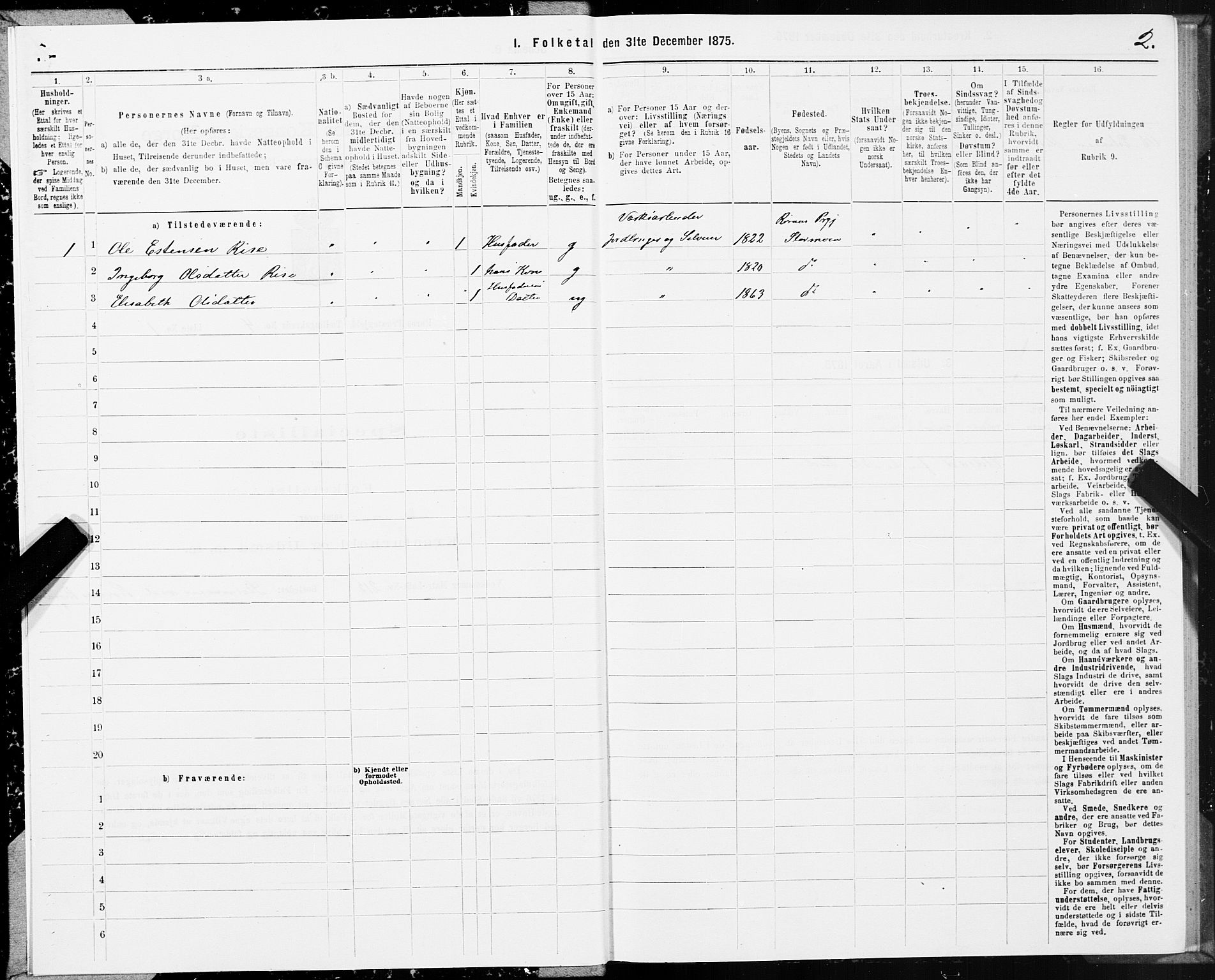 SAT, 1875 census for 1640P Røros, 1875, p. 3002