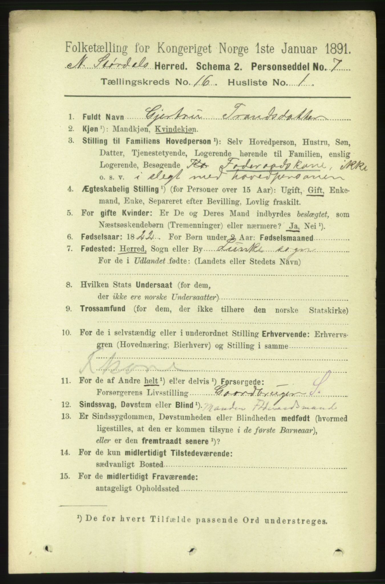 RA, 1891 census for 1714 Nedre Stjørdal, 1891, p. 7539