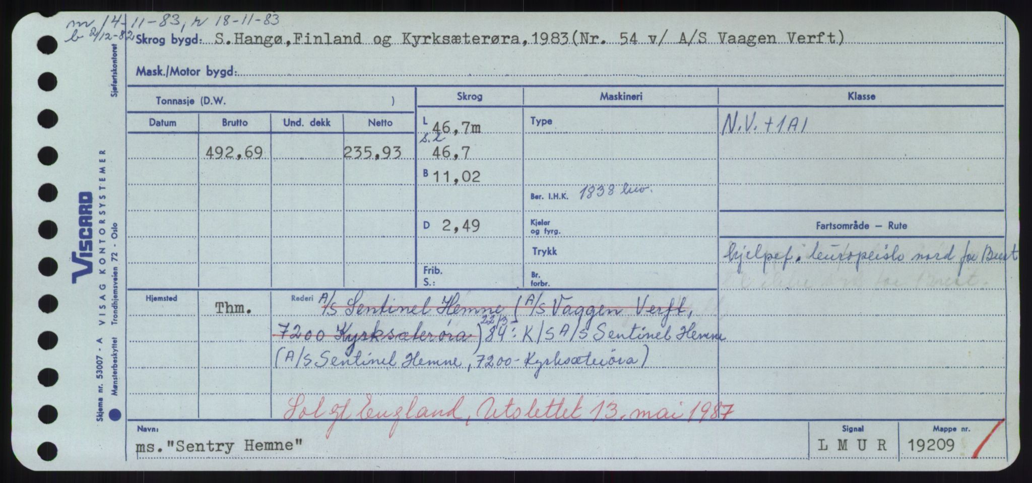 Sjøfartsdirektoratet med forløpere, Skipsmålingen, RA/S-1627/H/Hd/L0032: Fartøy, San-Seve, p. 519