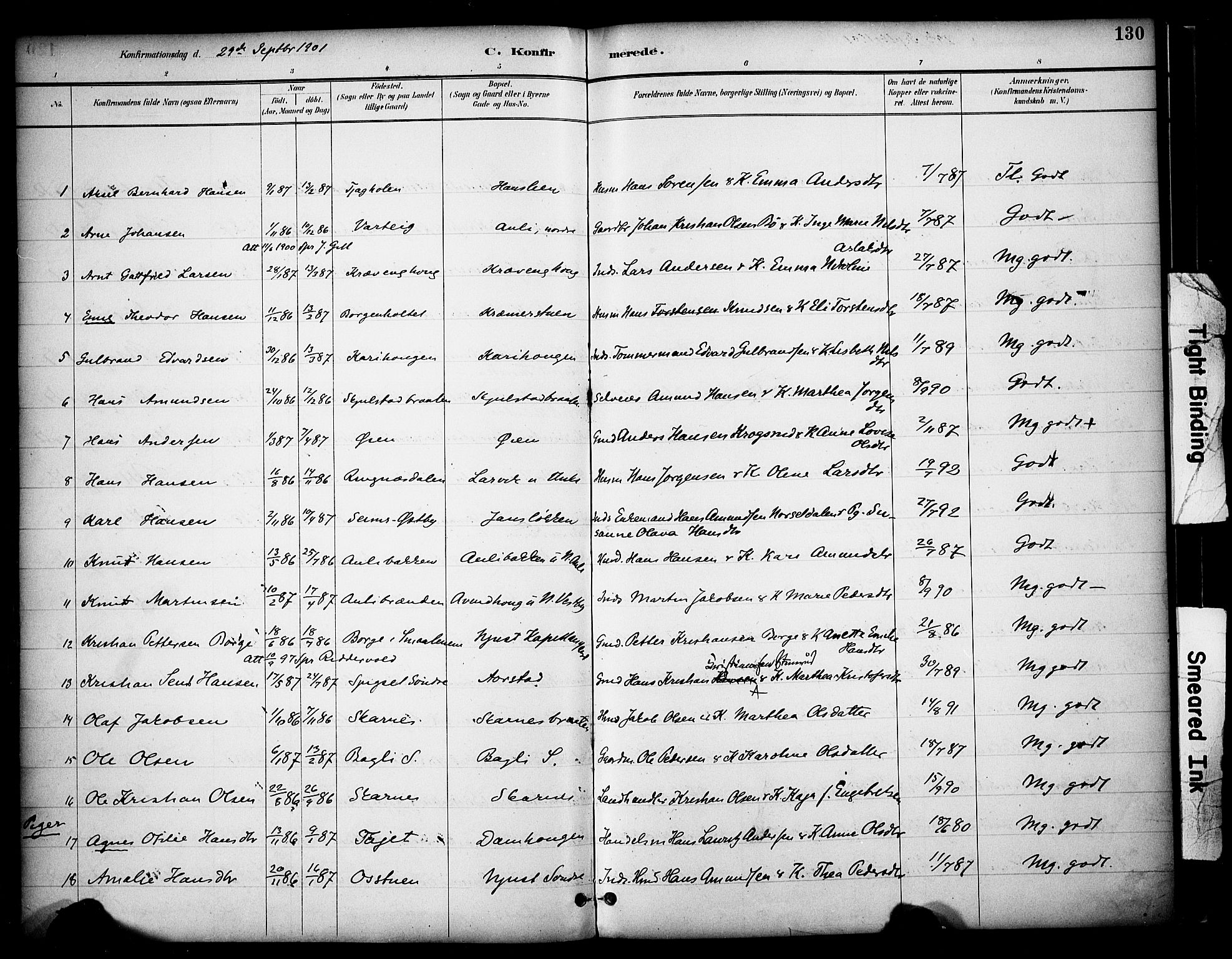 Sør-Odal prestekontor, AV/SAH-PREST-030/H/Ha/Haa/L0009: Parish register (official) no. 9, 1886-1926, p. 130