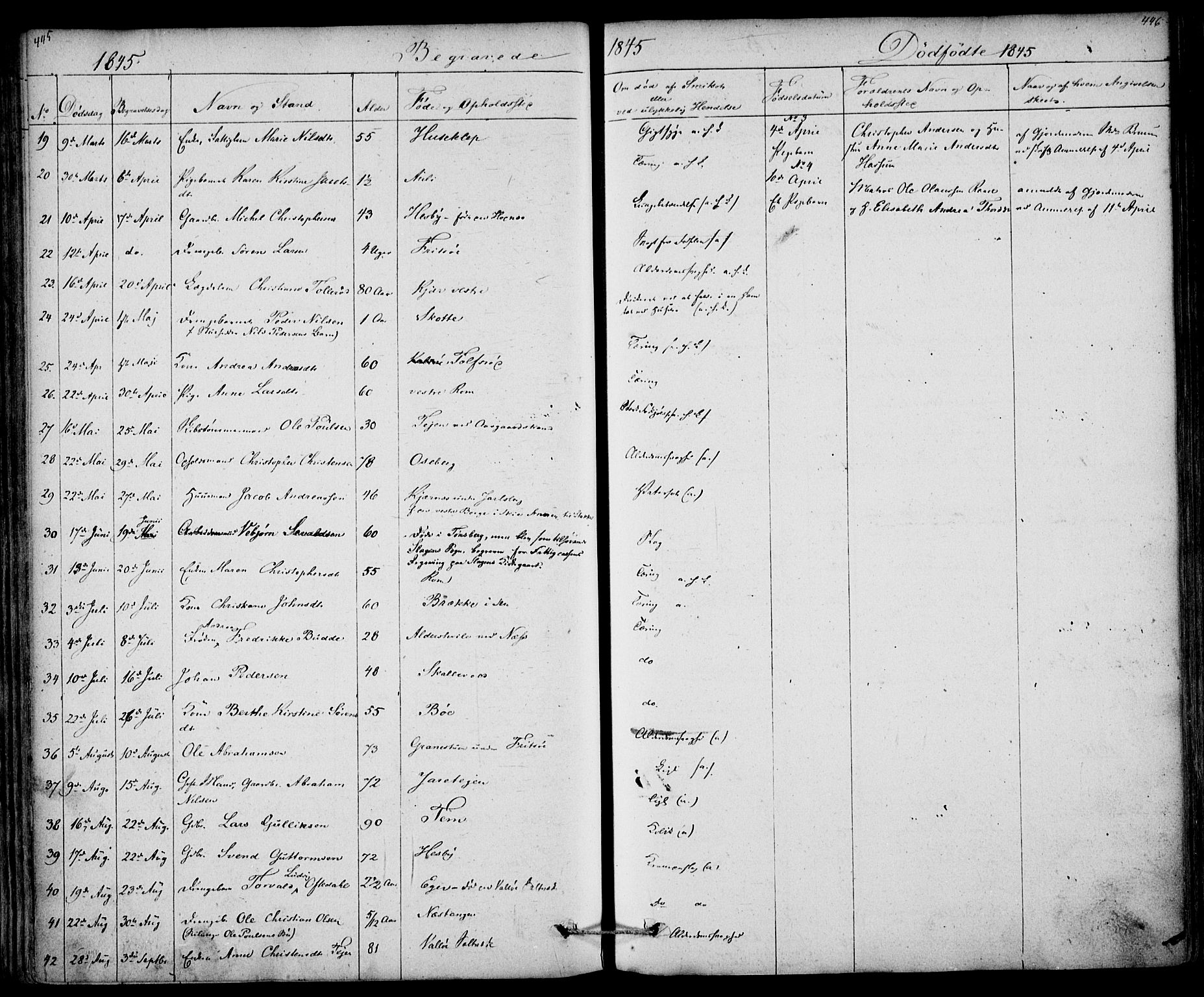 Sem kirkebøker, AV/SAKO-A-5/F/Fa/L0006: Parish register (official) no. I 6, 1843-1855, p. 445-446