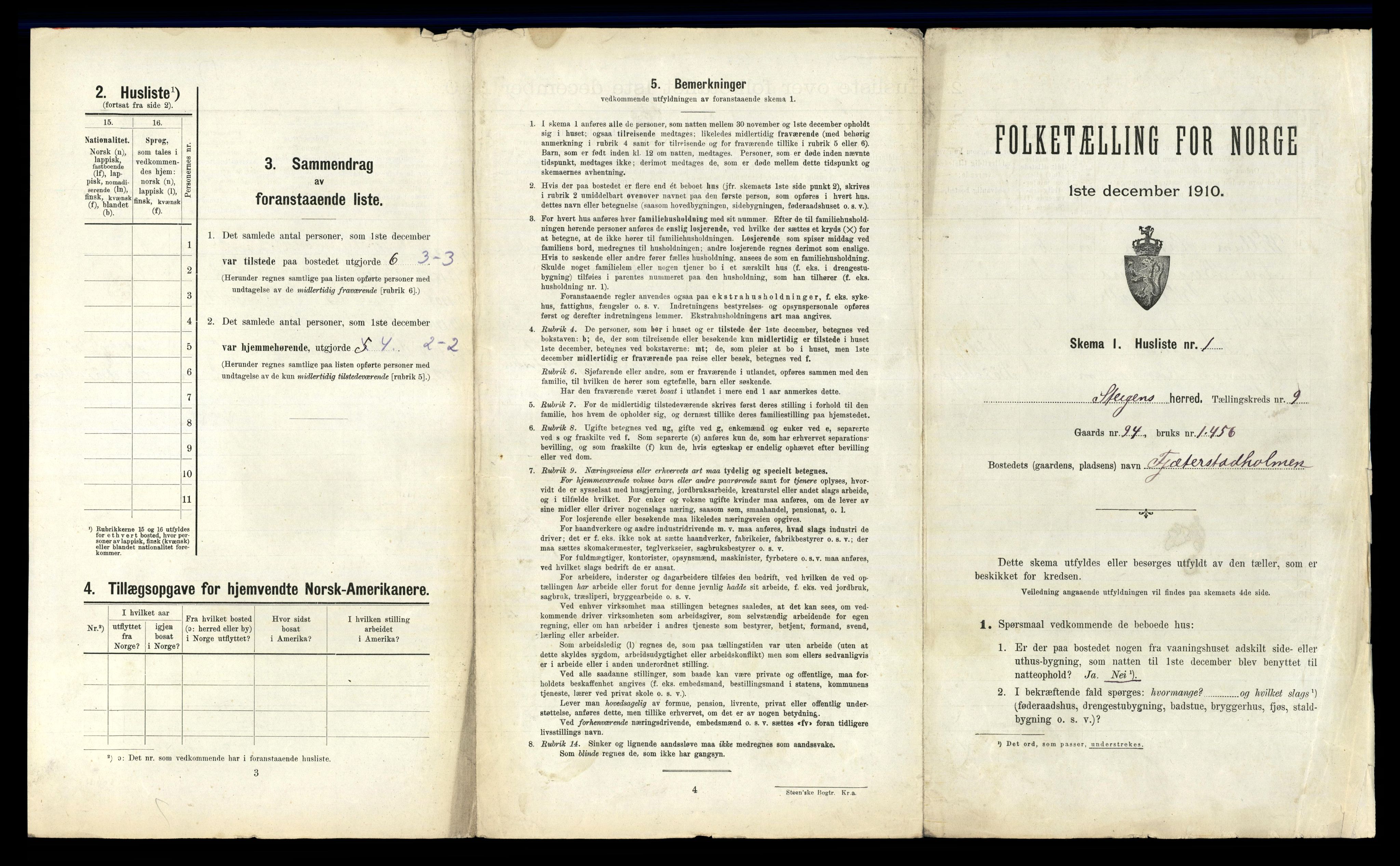 RA, 1910 census for Steigen, 1910, p. 743
