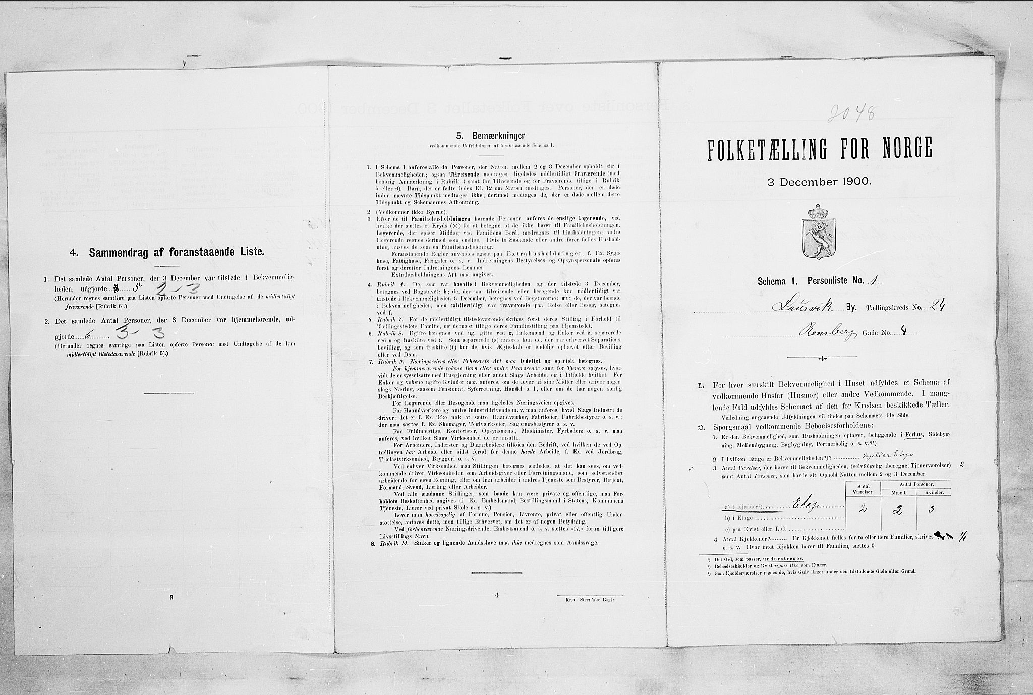 RA, 1900 census for Larvik, 1900, p. 2498