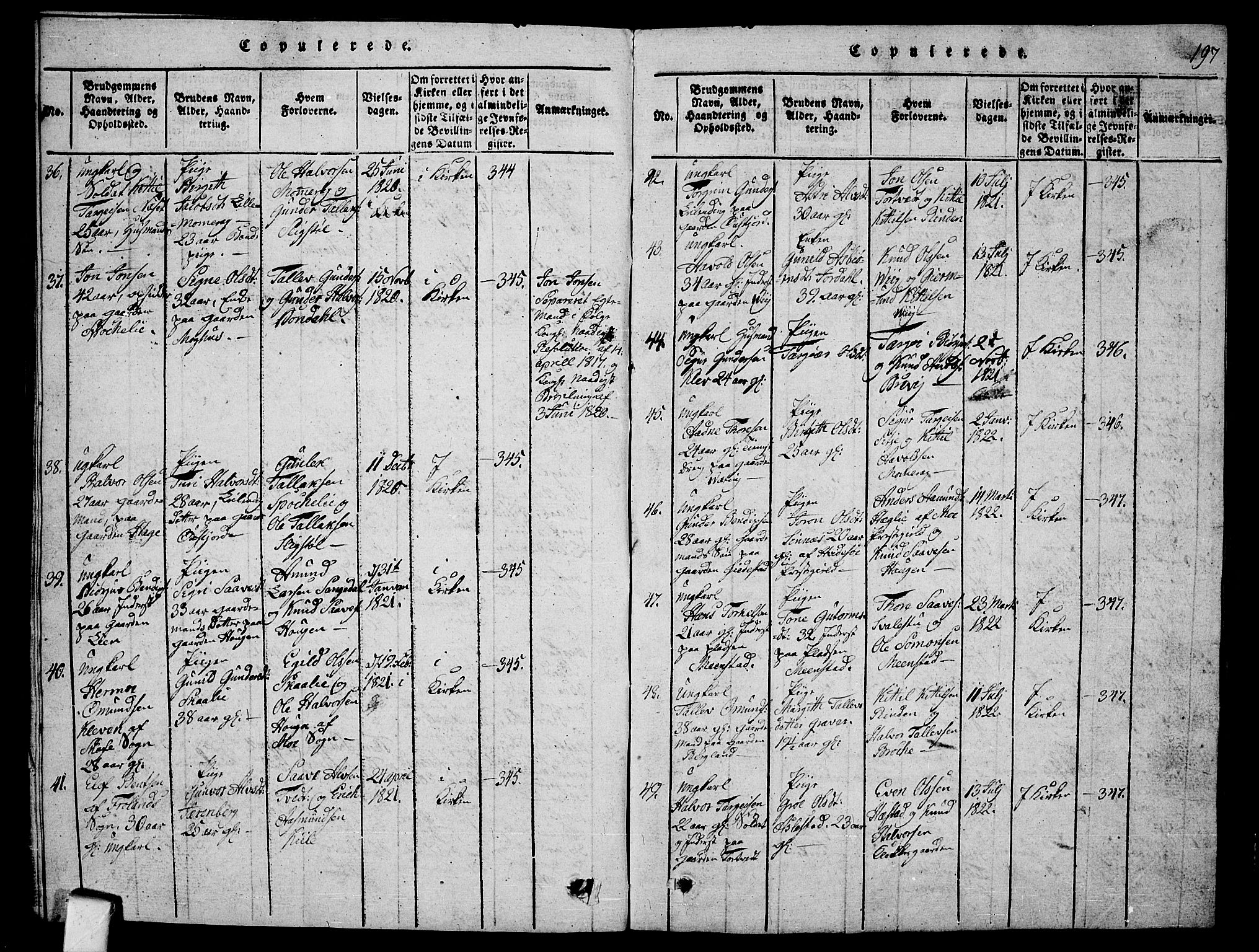 Fyresdal kirkebøker, SAKO/A-263/G/Ga/L0001: Parish register (copy) no. I 1, 1816-1840, p. 197