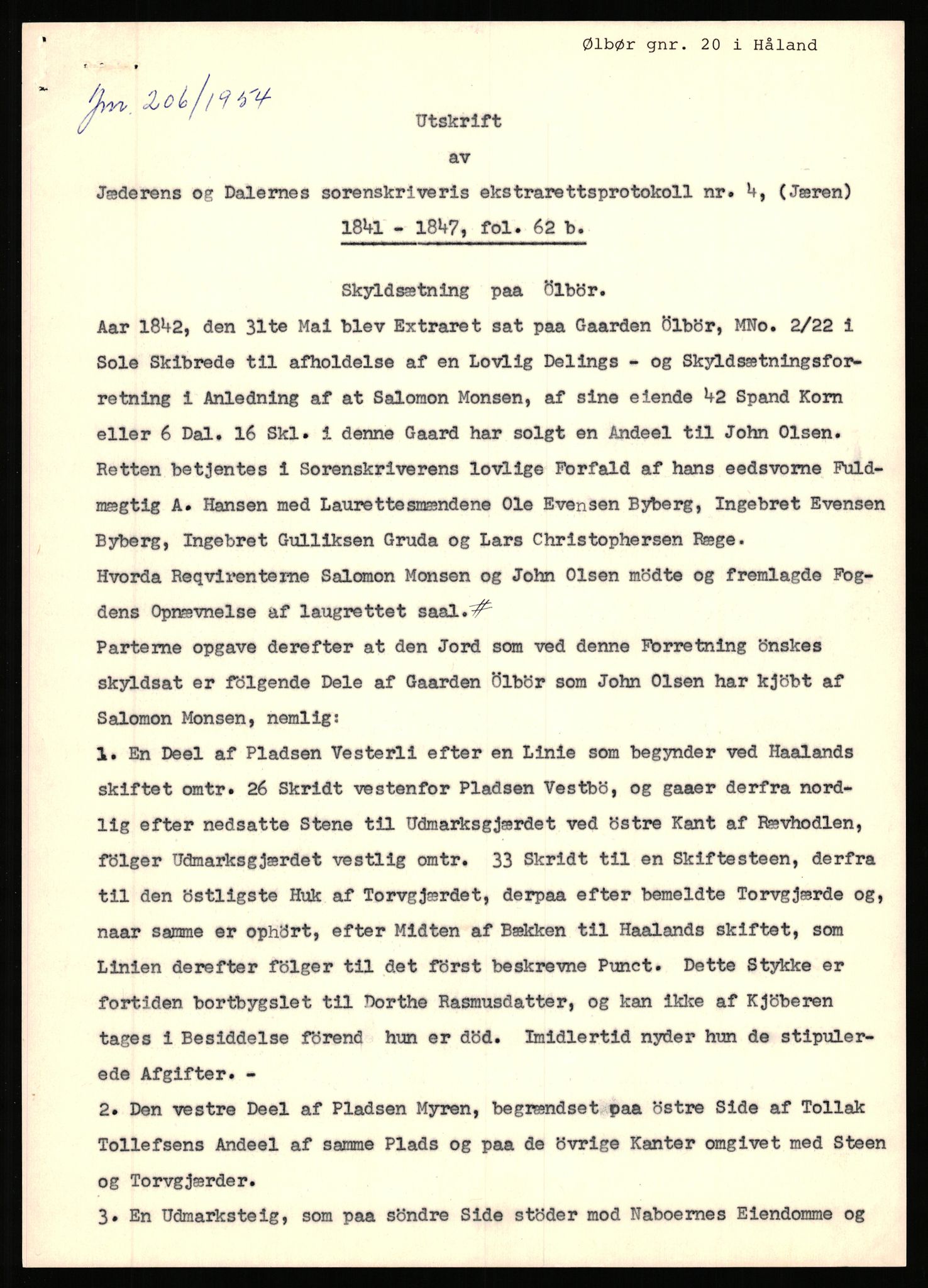 Statsarkivet i Stavanger, AV/SAST-A-101971/03/Y/Yj/L0098: Avskrifter sortert etter gårdsnavn: Øigrei - Østeinstad, 1750-1930, p. 155