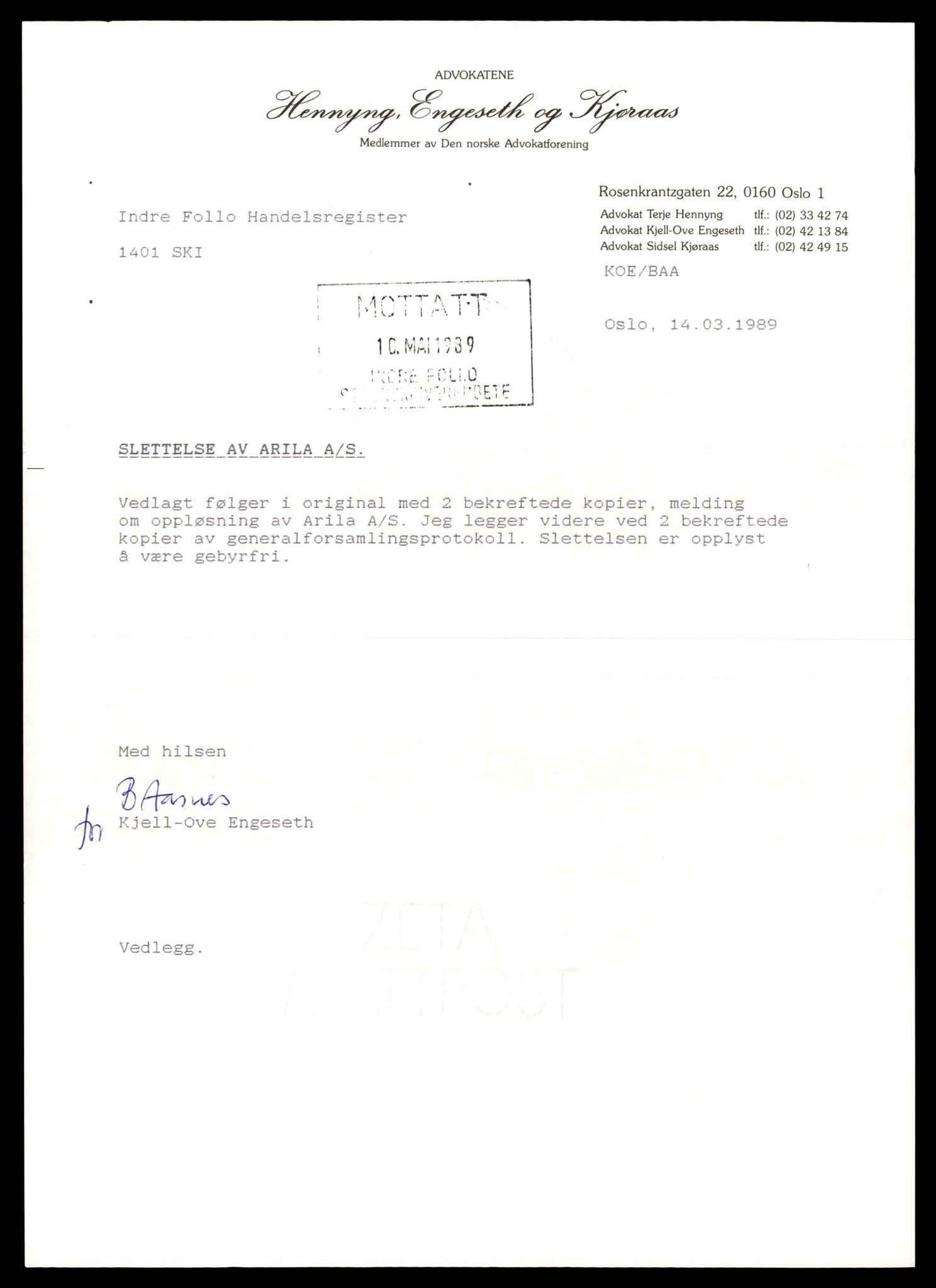 Indre Follo tingrett, AV/SAT-A-10086/K/Kb/Kbb/L0016: Aksjeselskap, Ari - Avi, 1944-1990, p. 5