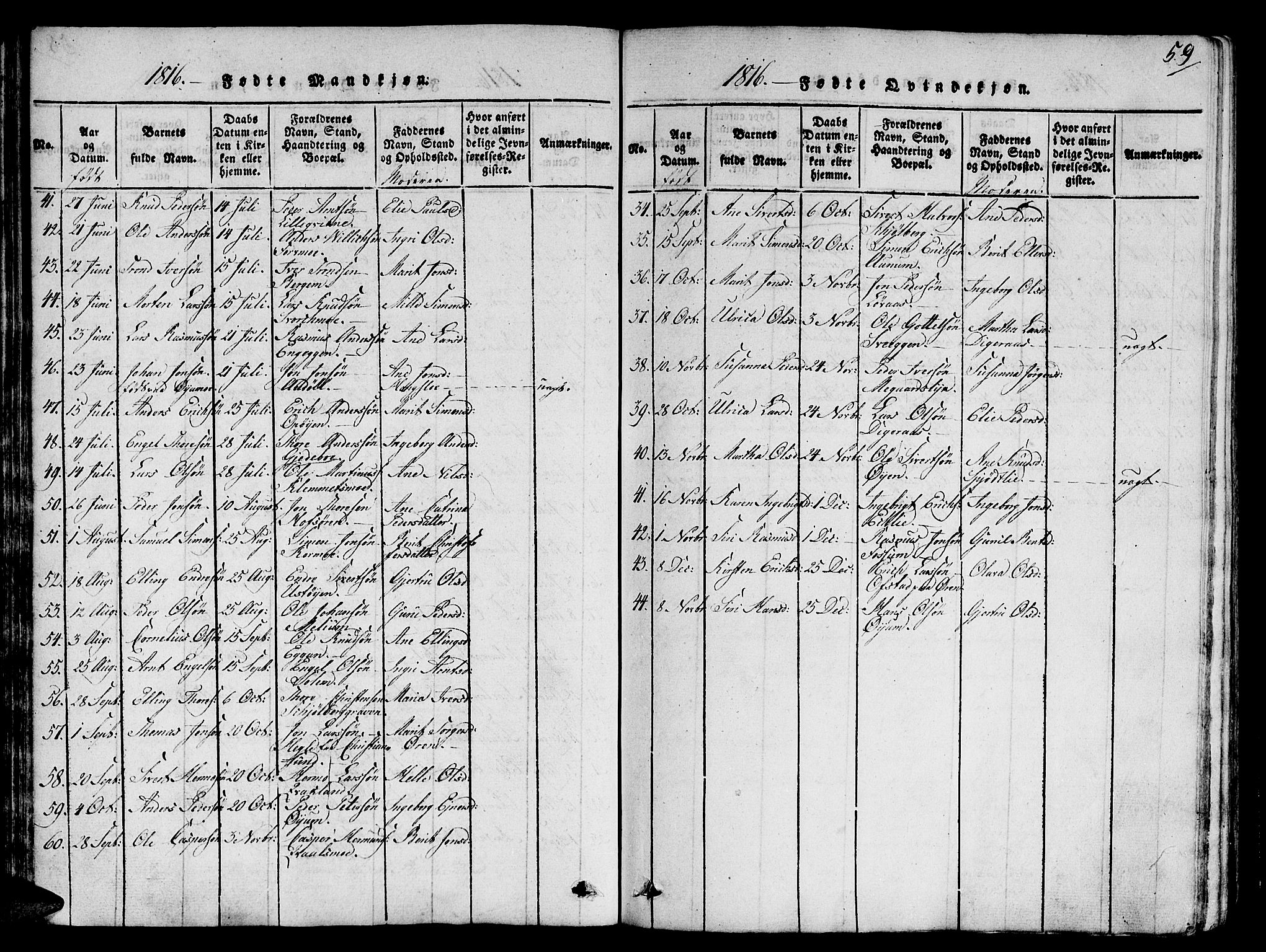 Ministerialprotokoller, klokkerbøker og fødselsregistre - Sør-Trøndelag, SAT/A-1456/668/L0803: Parish register (official) no. 668A03, 1800-1826, p. 59