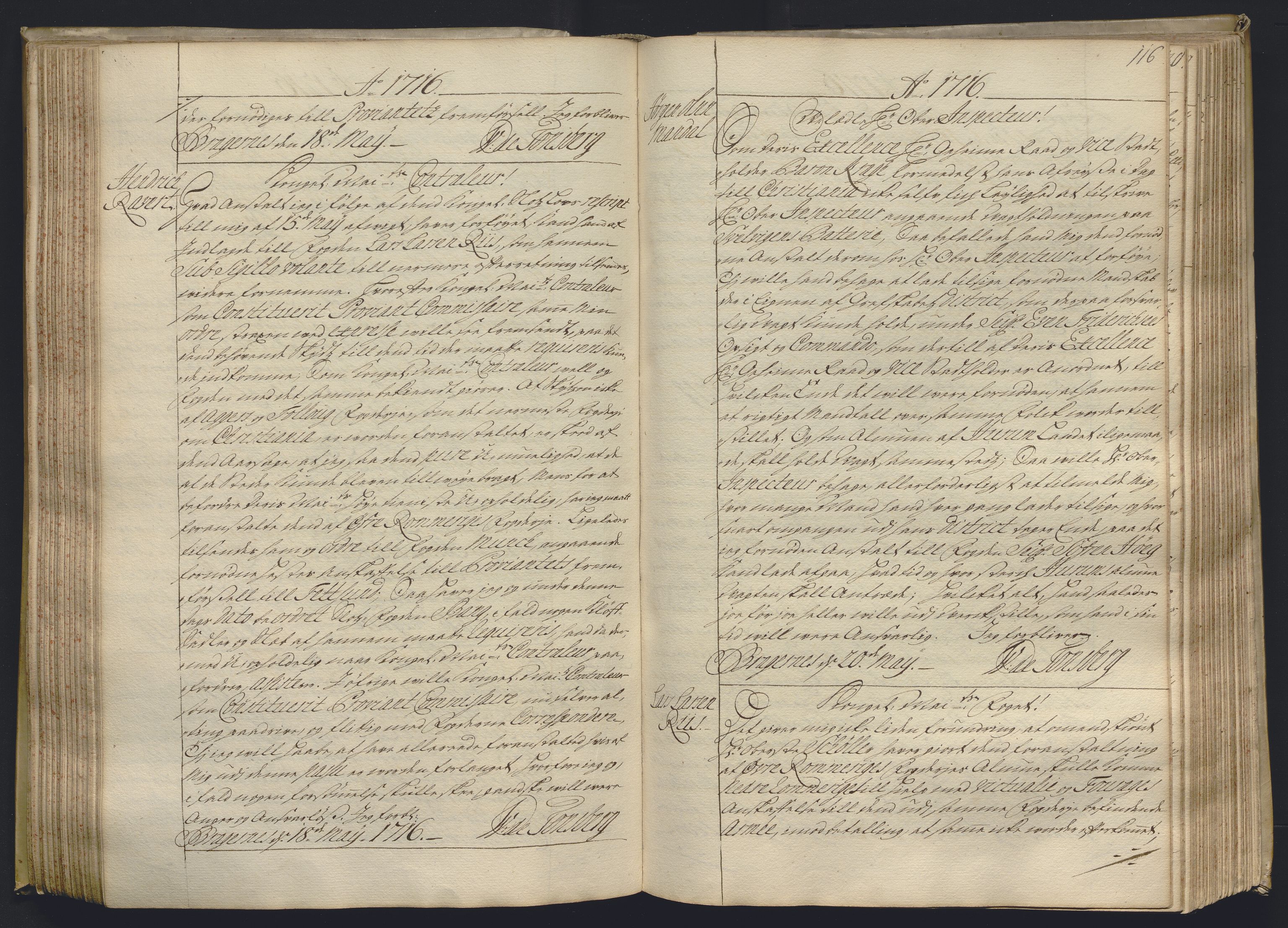 Kristiania stiftamt, AV/SAO-A-10386/B/Ba/L0004: Kopibok, 1715-1717, p. 115b-116a