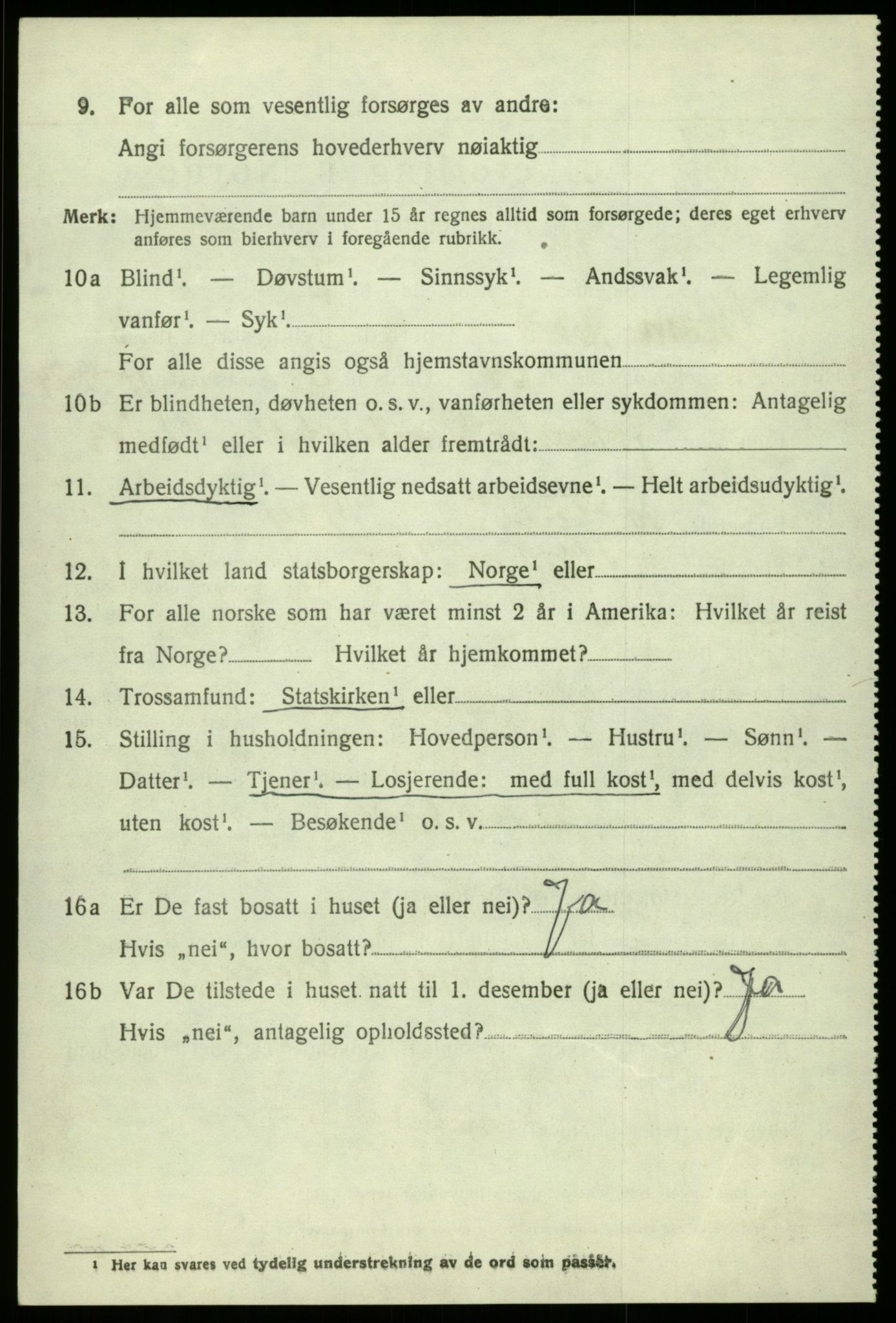 SAB, 1920 census for Kvam, 1920, p. 2950