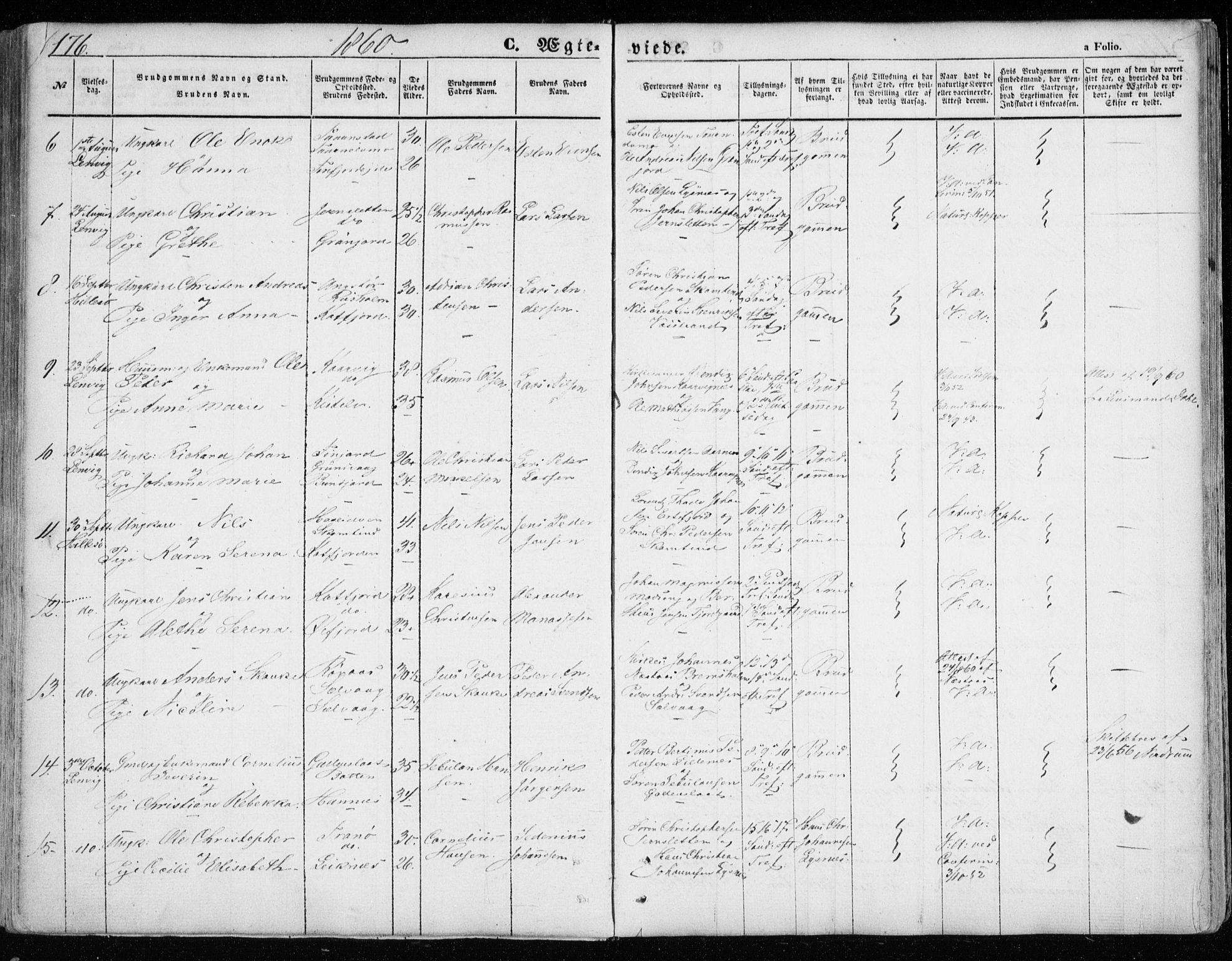 Lenvik sokneprestembete, SATØ/S-1310/H/Ha/Haa/L0007kirke: Parish register (official) no. 7, 1855-1865, p. 176