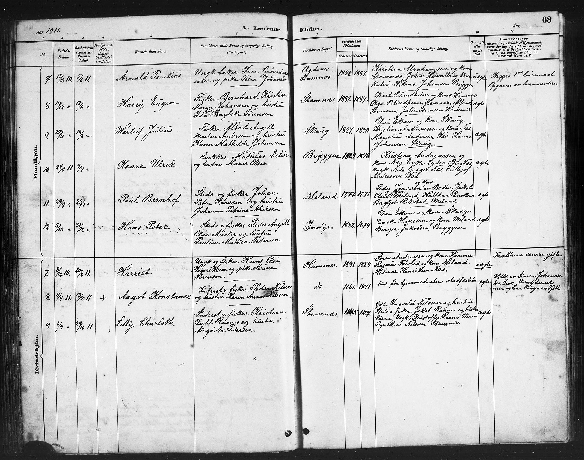 Ministerialprotokoller, klokkerbøker og fødselsregistre - Nordland, AV/SAT-A-1459/808/L0131: Parish register (copy) no. 808C02, 1879-1919, p. 68