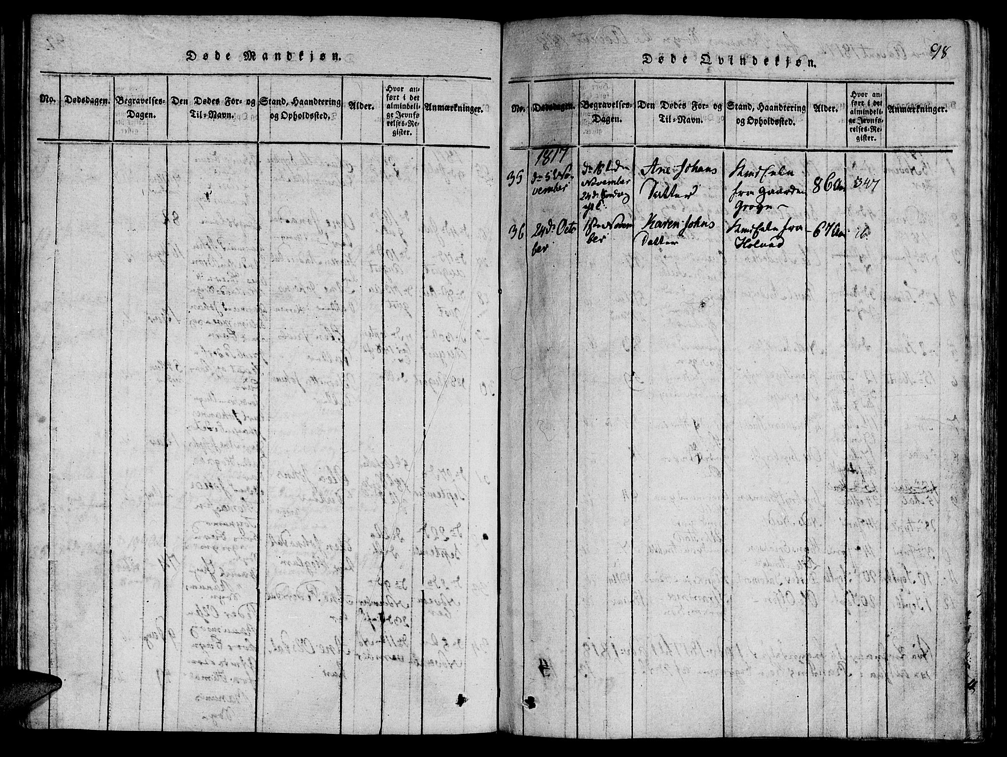 Ministerialprotokoller, klokkerbøker og fødselsregistre - Nord-Trøndelag, SAT/A-1458/764/L0546: Parish register (official) no. 764A06 /1, 1816-1823, p. 98
