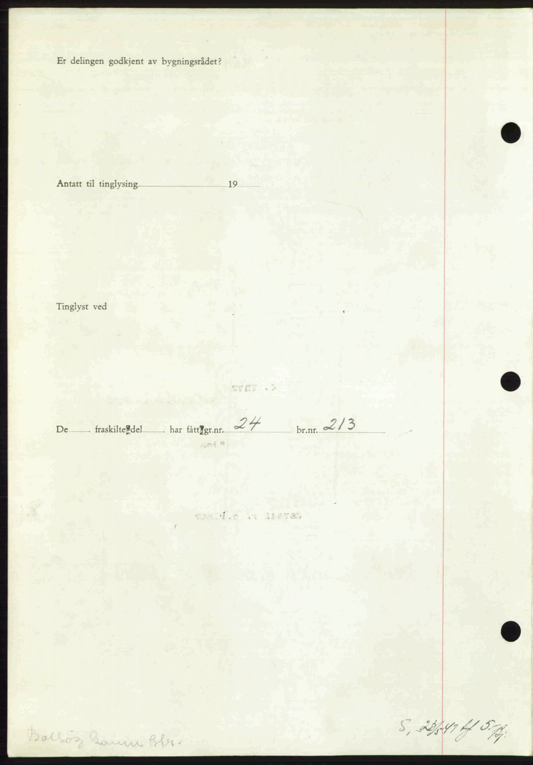 Romsdal sorenskriveri, AV/SAT-A-4149/1/2/2C: Mortgage book no. A23, 1947-1947, Diary no: : 1277/1947