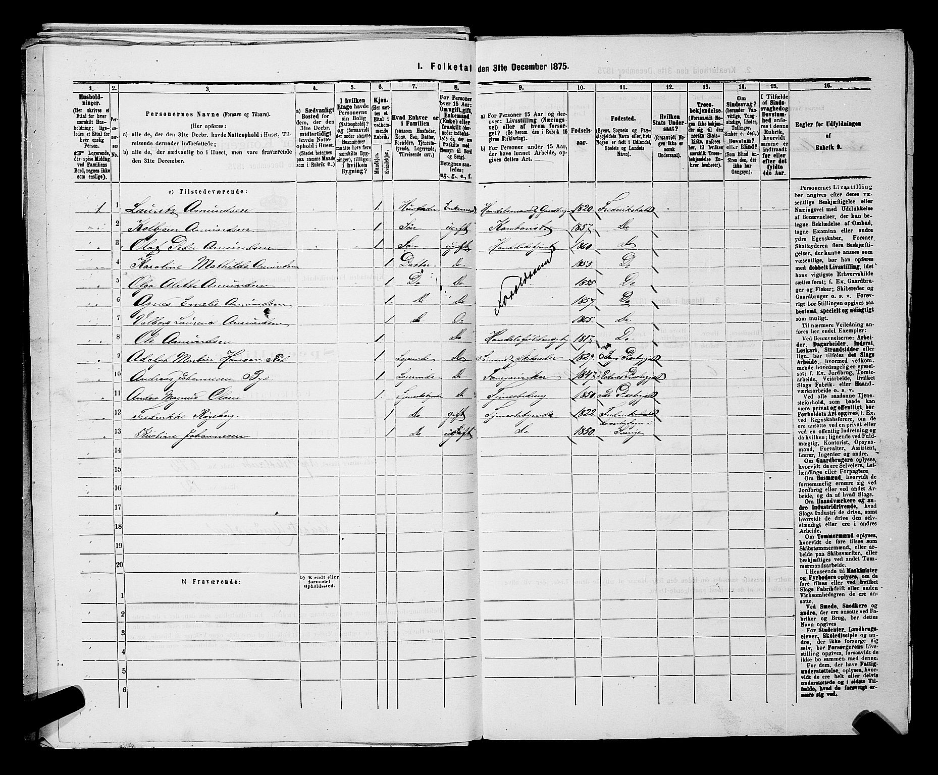 RA, 1875 census for 0101P Fredrikshald, 1875, p. 1404