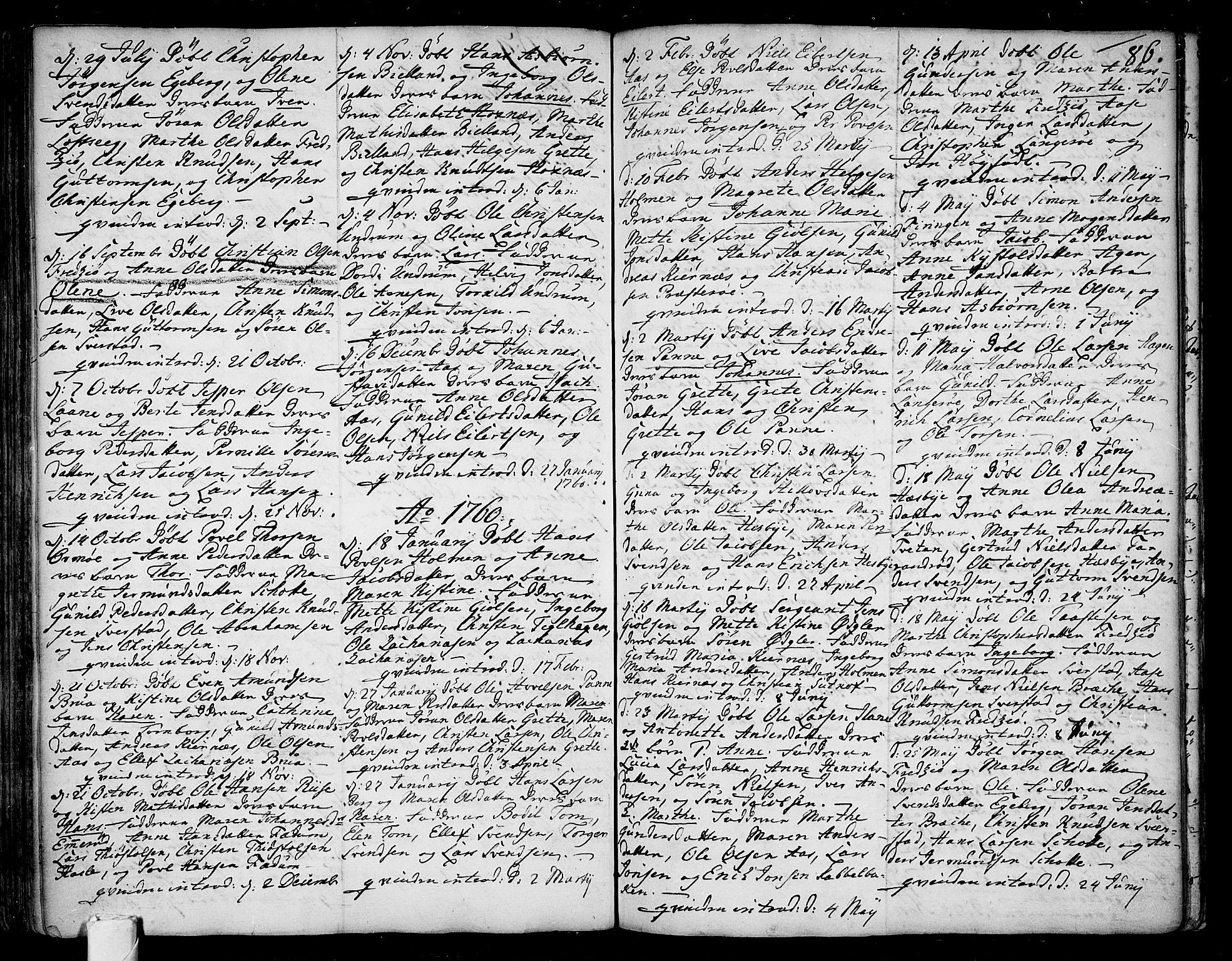 Sem kirkebøker, SAKO/A-5/F/Fa/L0001: Parish register (official) no. I 1, 1702-1763, p. 86