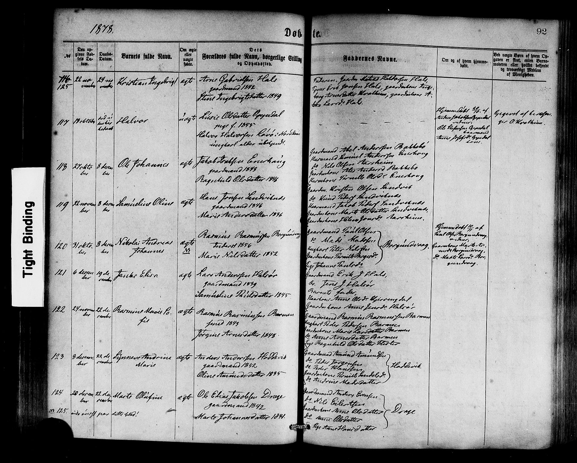 Selje sokneprestembete, SAB/A-99938/H/Ha/Haa/Haaa: Parish register (official) no. A 12, 1870-1880, p. 92