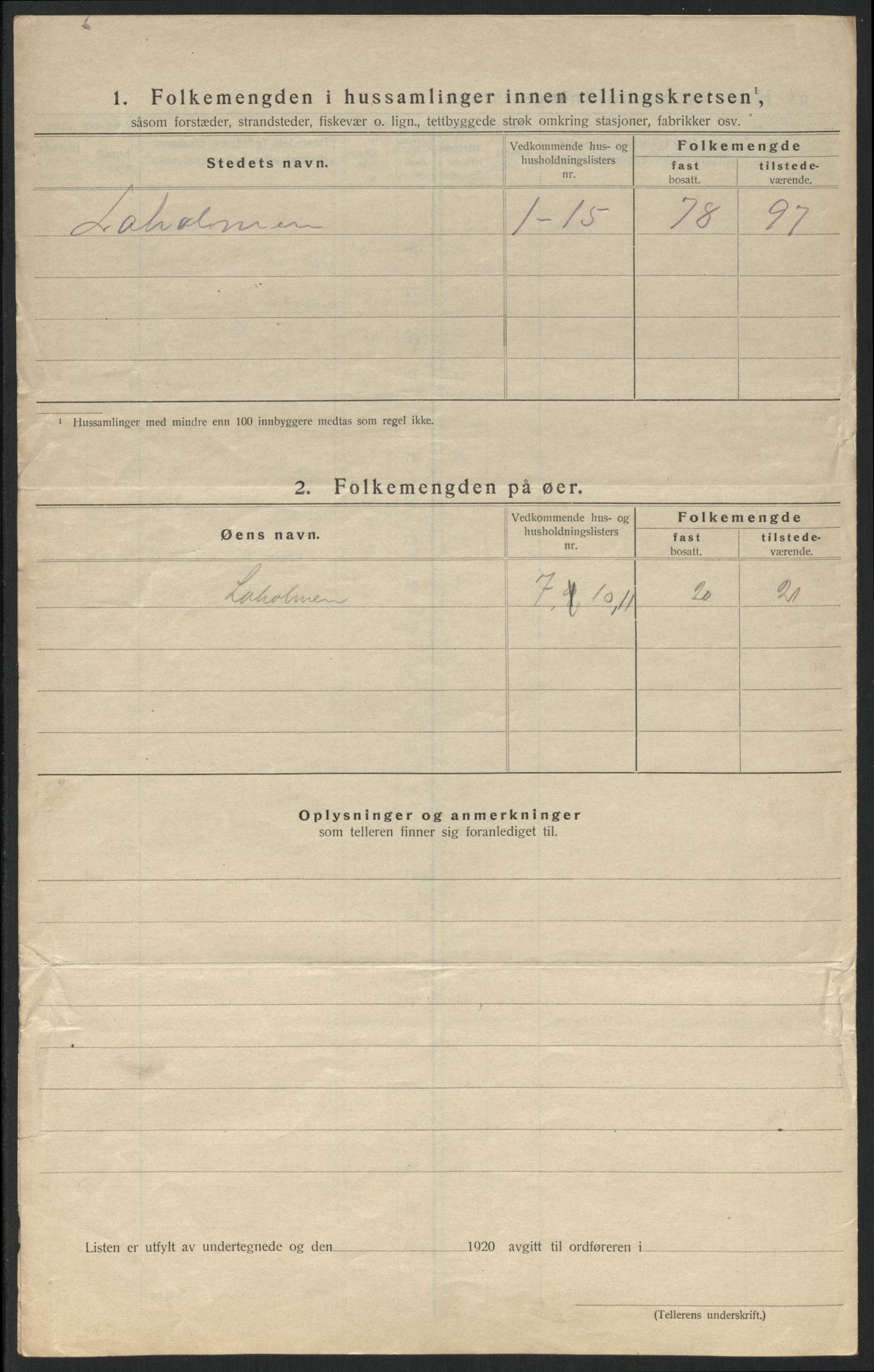 SATØ, 1920 census for Kjelvik, 1920, p. 15