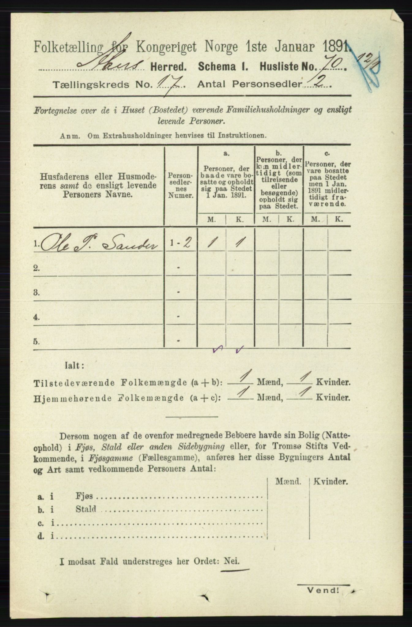 RA, 1891 census for 0218 Aker, 1891, p. 15840