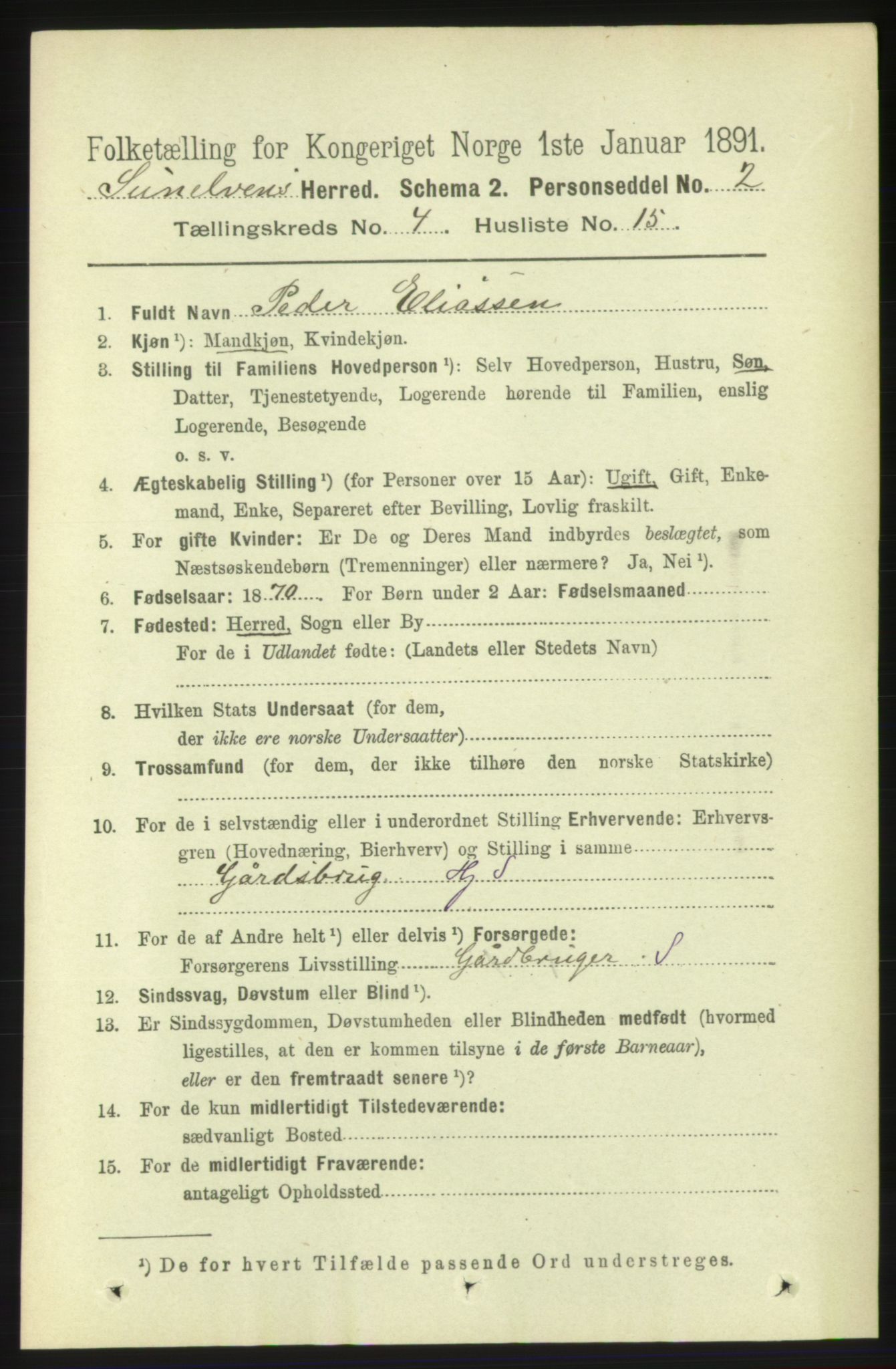 RA, 1891 census for 1523 Sunnylven, 1891, p. 978