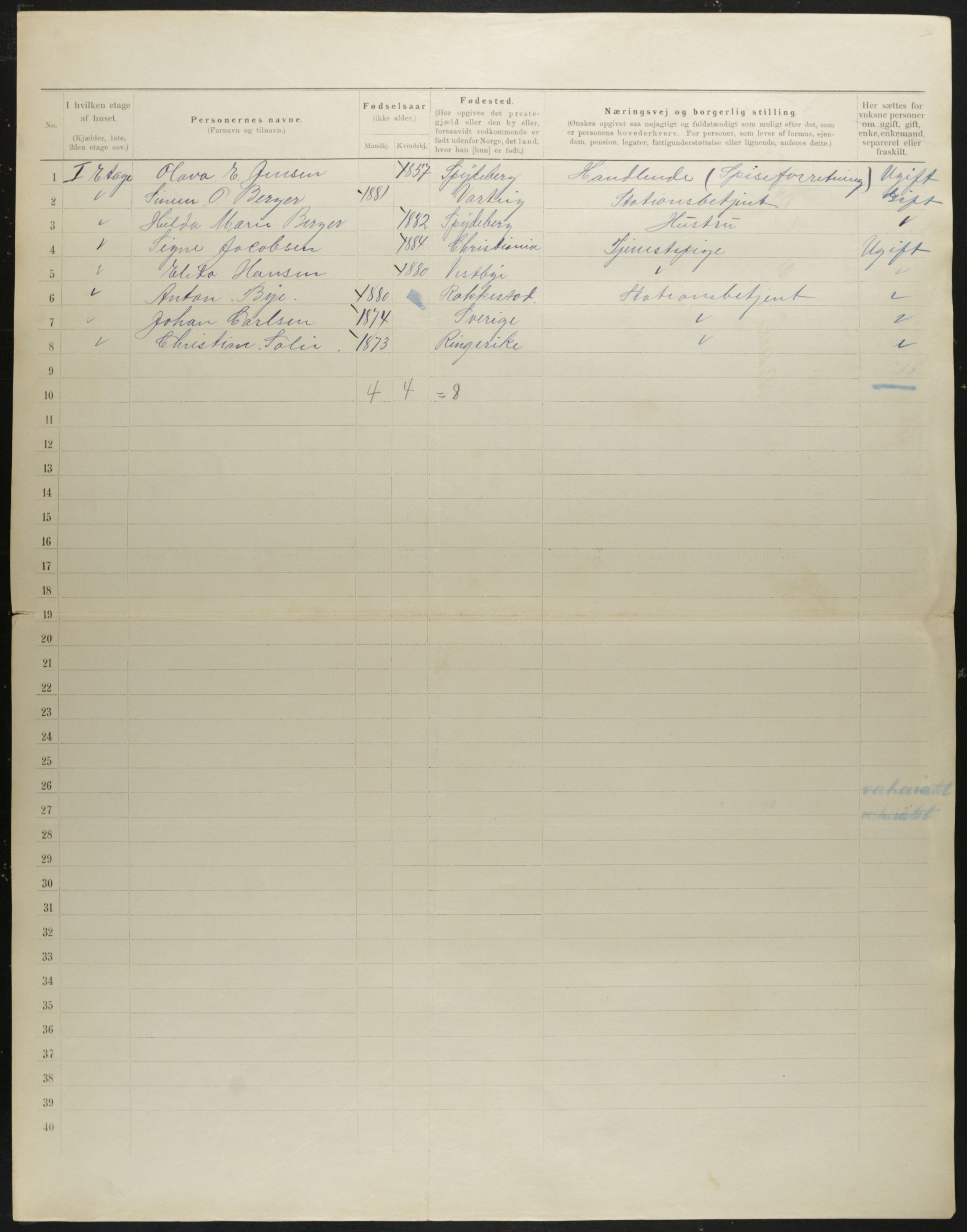 OBA, Municipal Census 1901 for Kristiania, 1901, p. 563