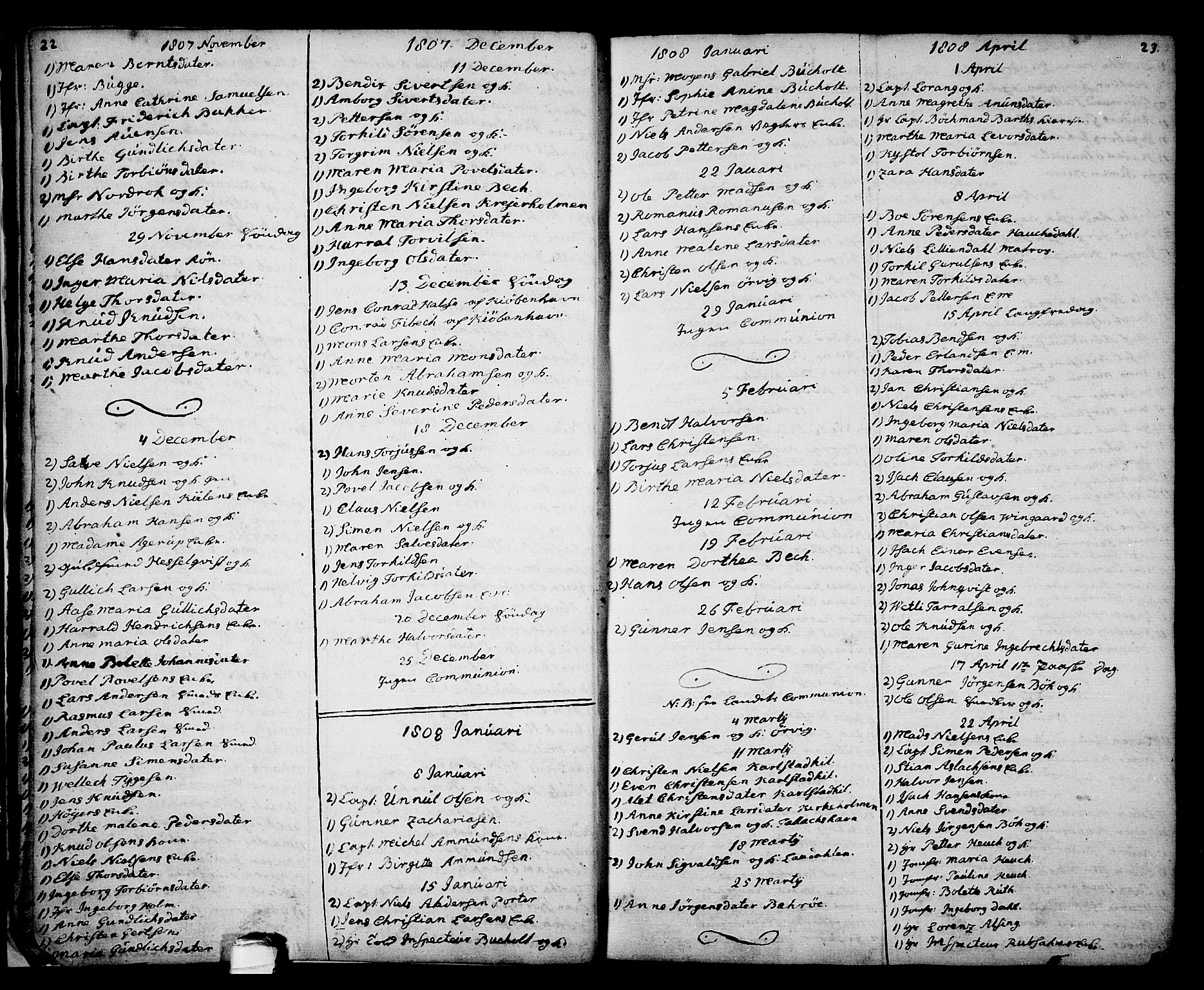 Kragerø kirkebøker, SAKO/A-278/G/Ga/L0001: Parish register (copy) no. 1 /1, 1806-1811, p. 22-23