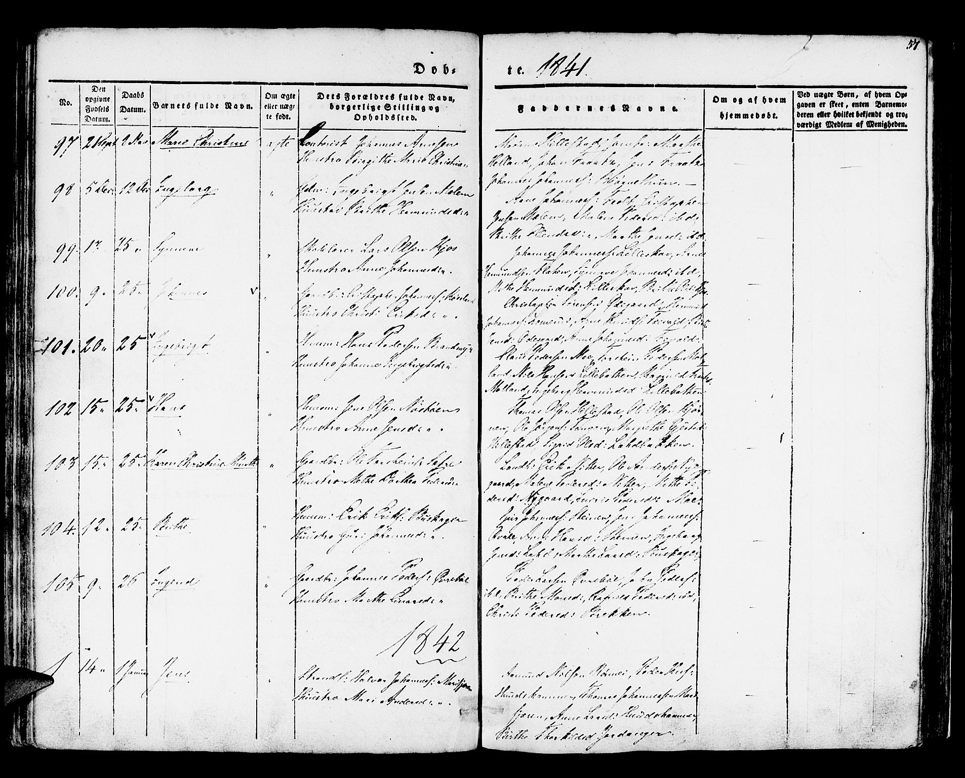 Hafslo sokneprestembete, AV/SAB-A-80301/H/Haa/Haaa/L0005: Parish register (official) no. A 5, 1834-1852, p. 57